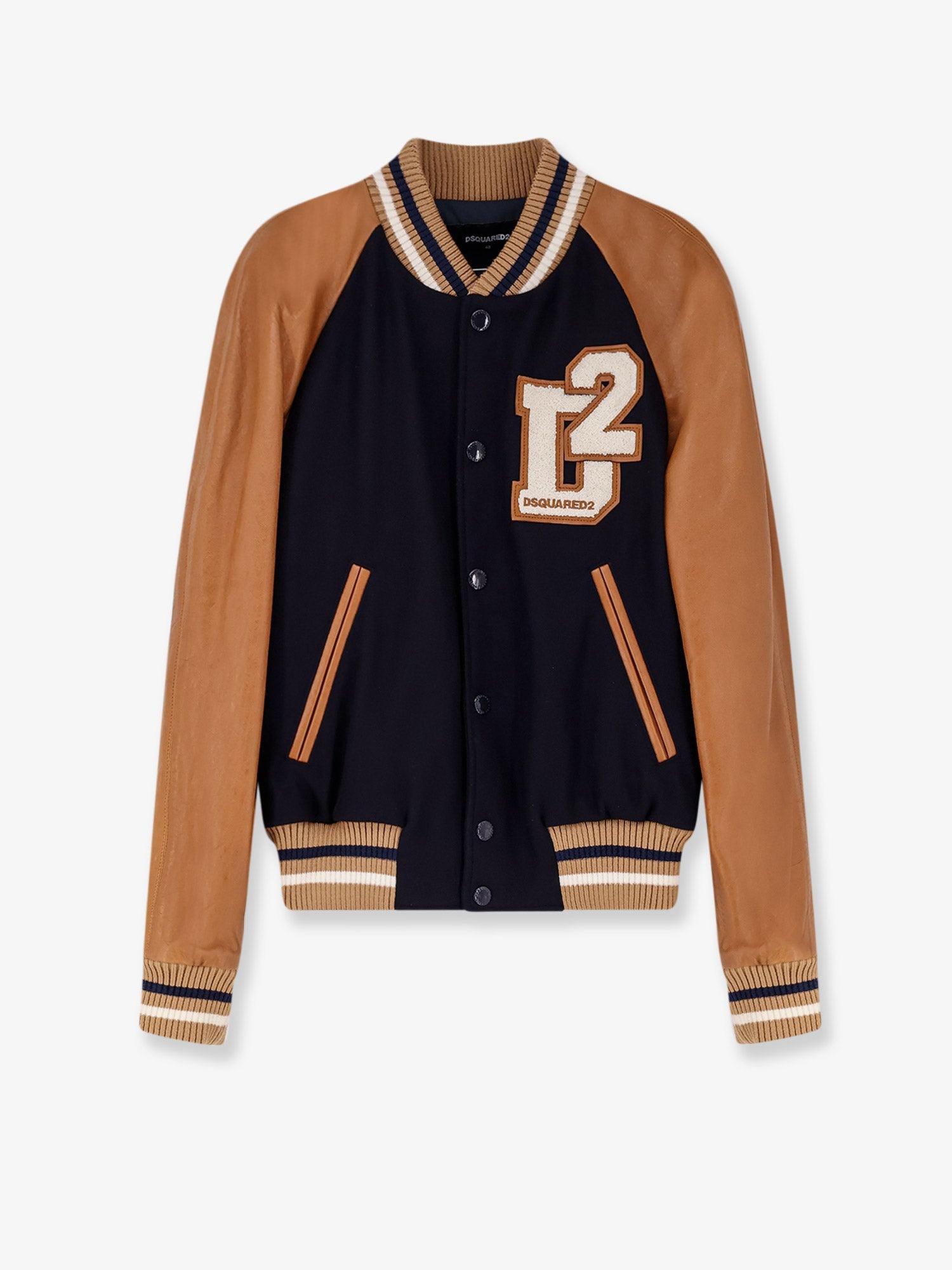 Dsquared2 Men D2 Varsity Wool And Leather Bomber DSQUARED2