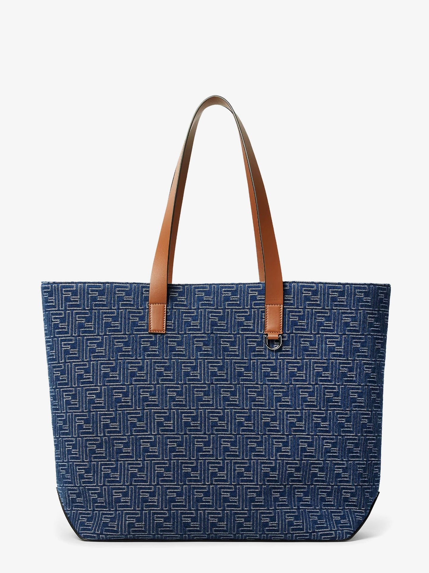 Fendi Men Ff Jacquard Tote Bag With Denim Effect FENDI