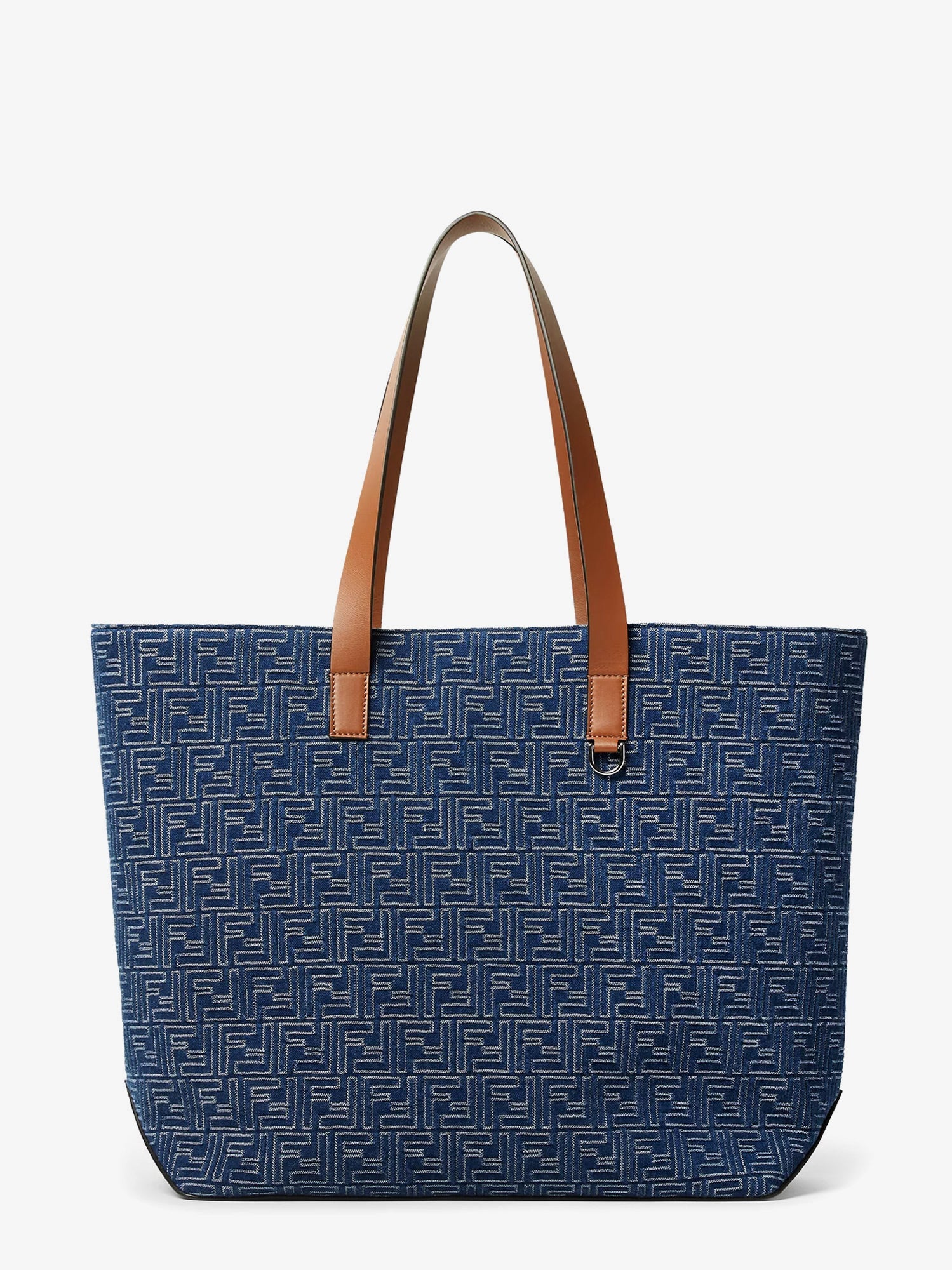 Fendi Men Ff Jacquard Tote Bag With Denim Effect FENDI