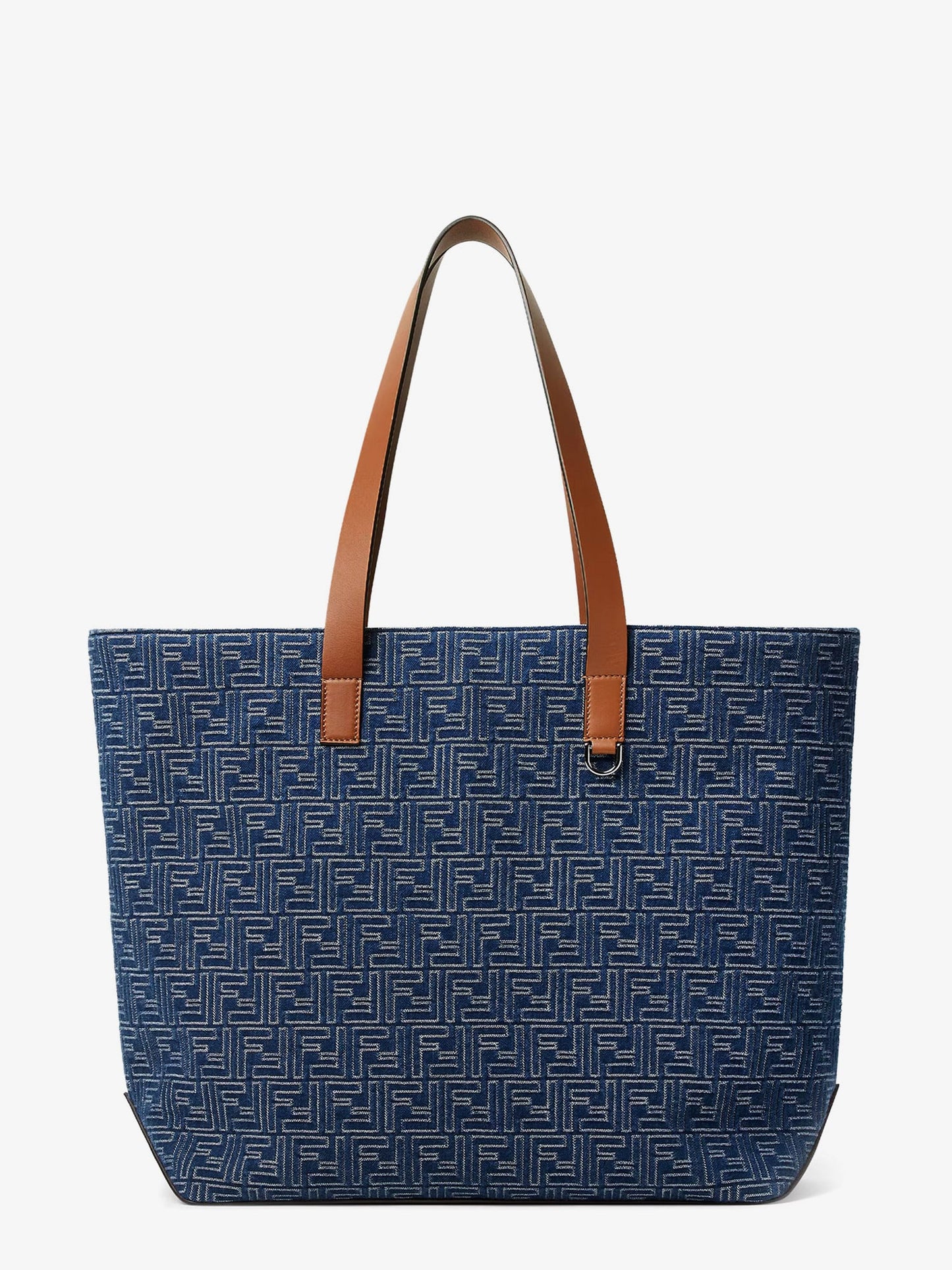 Fendi Men Ff Jacquard Tote Bag With Denim Effect FENDI
