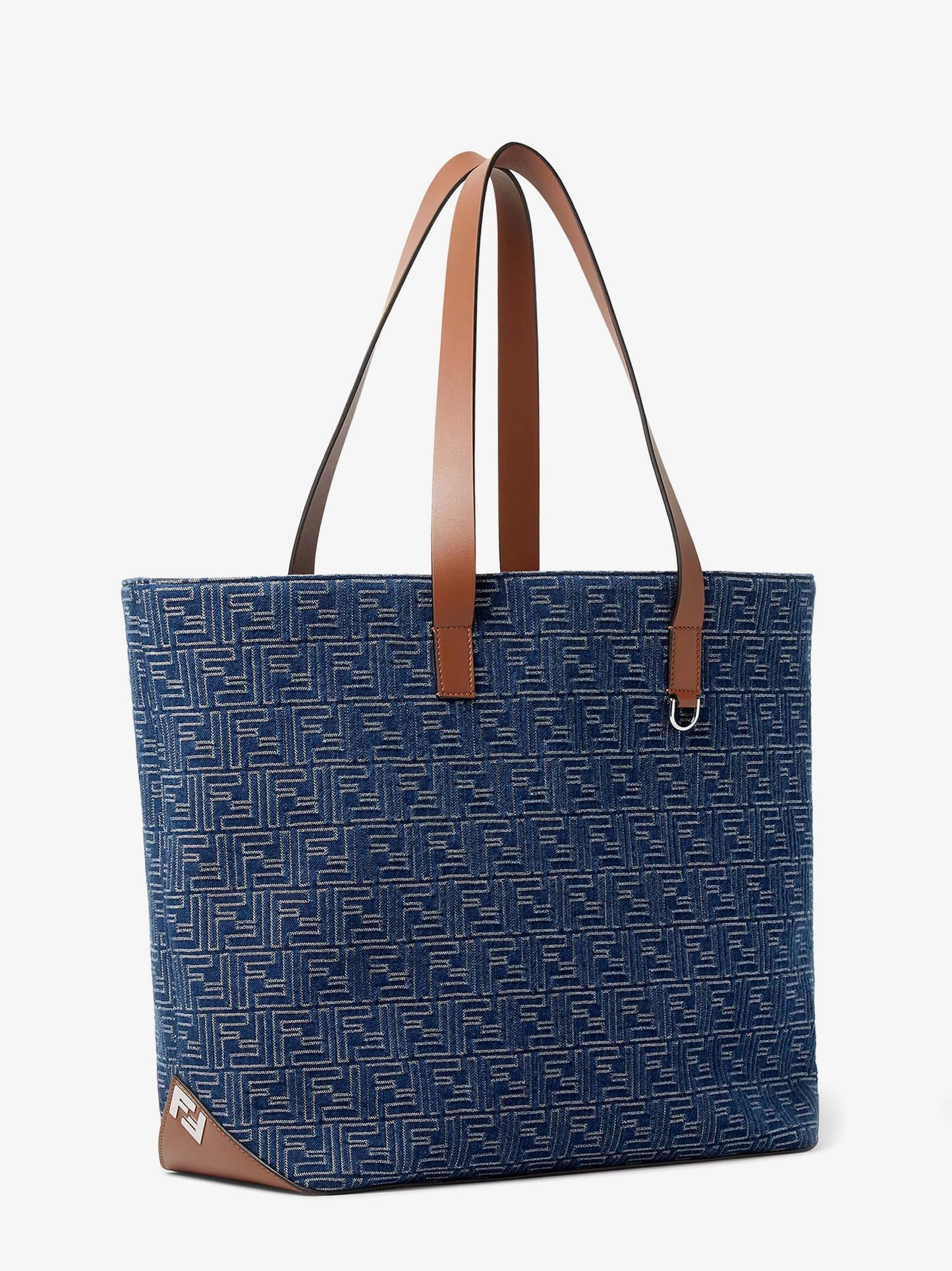 Fendi Men Ff Jacquard Tote Bag With Denim Effect FENDI