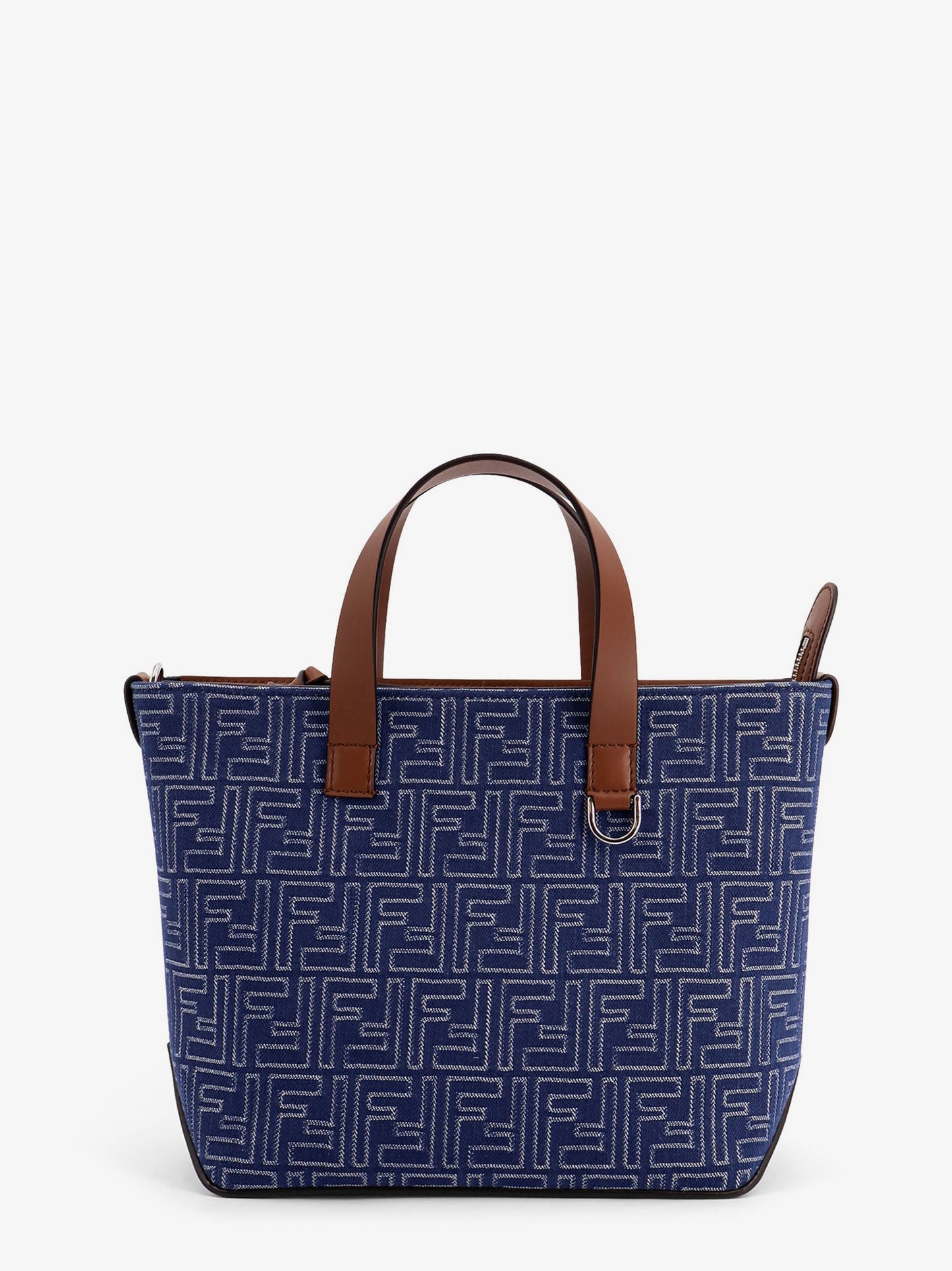 Fendi Men Ff Jacquard Fabric And Leather Shopping Bag FENDI