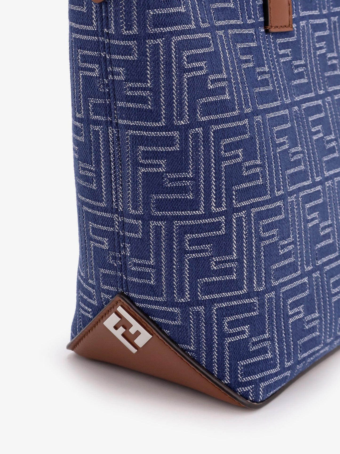 Fendi Men Ff Jacquard Fabric And Leather Shopping Bag FENDI