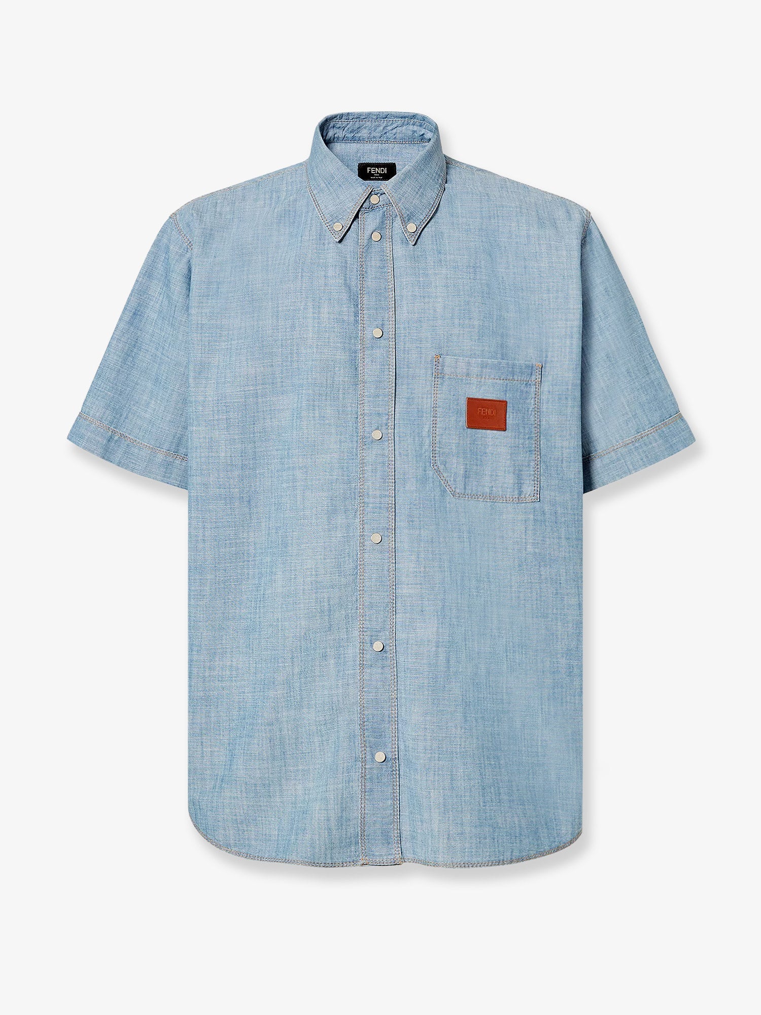 Fendi Men Cotton Shirt With Denim Effect FENDI