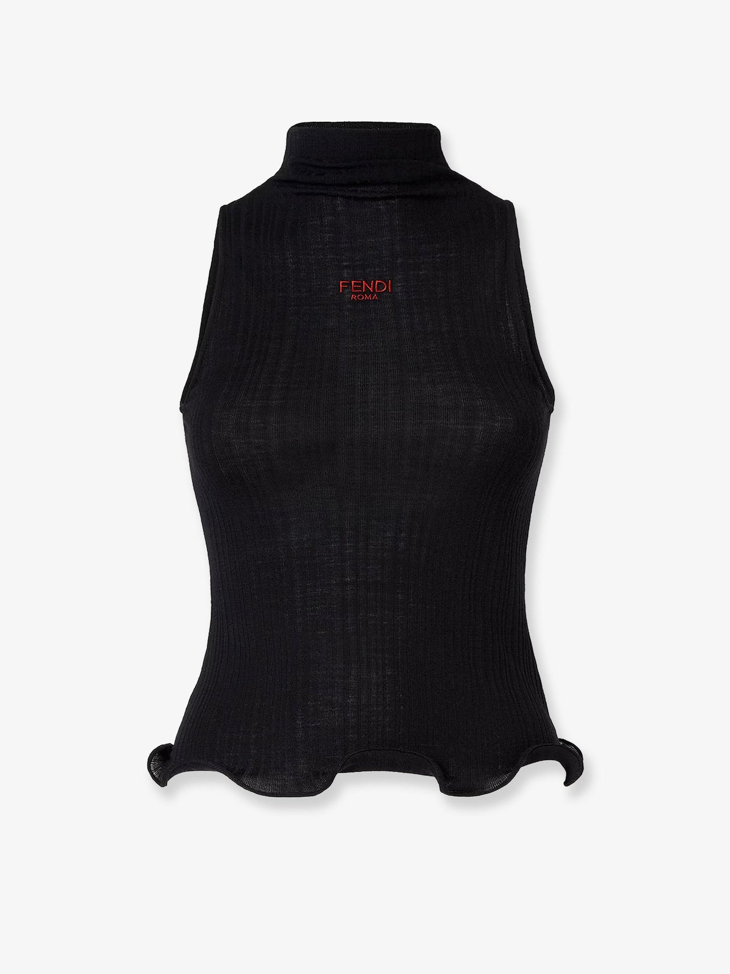 Fendi Women Ribbed Virgin Wool Top FENDI