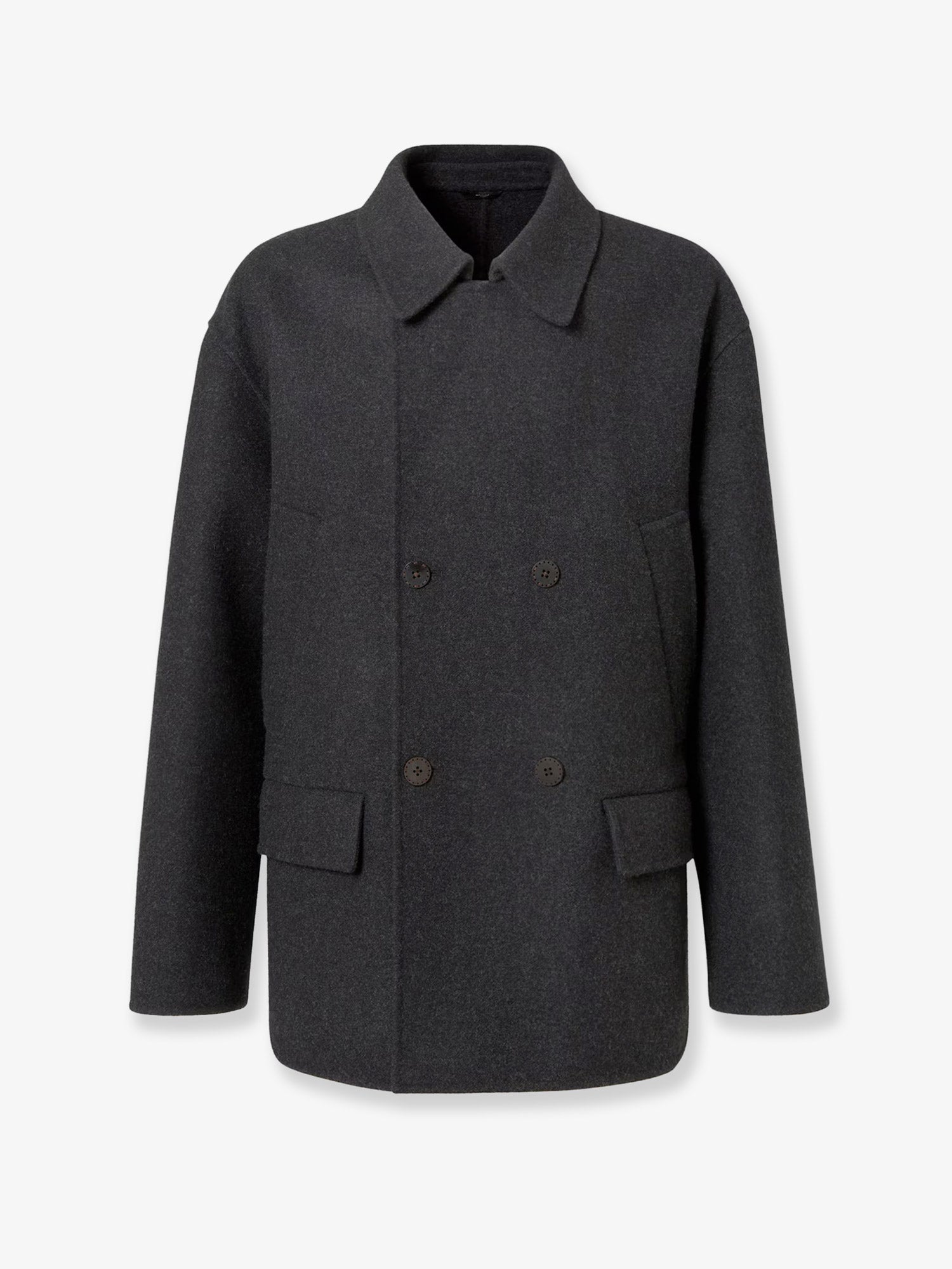 Fendi Men Double-Breasted Wool Felt Peacoat FENDI