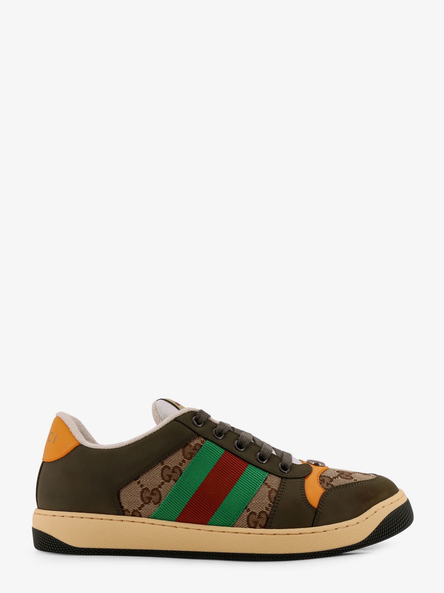 Gucci Men Screener Low-Top Leather And Gg Supreme Fabric Sneakers GUCCI
