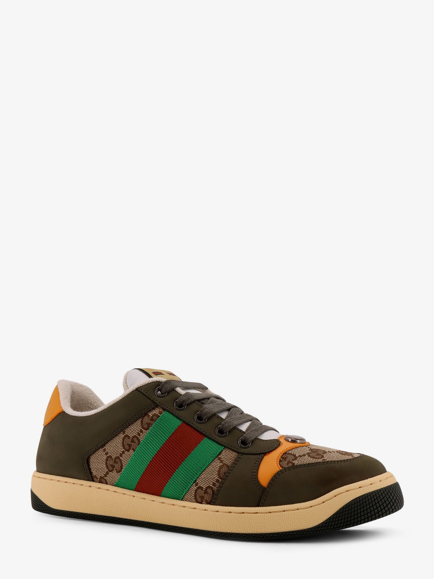 Gucci Men Screener Low-Top Leather And Gg Supreme Fabric Sneakers GUCCI