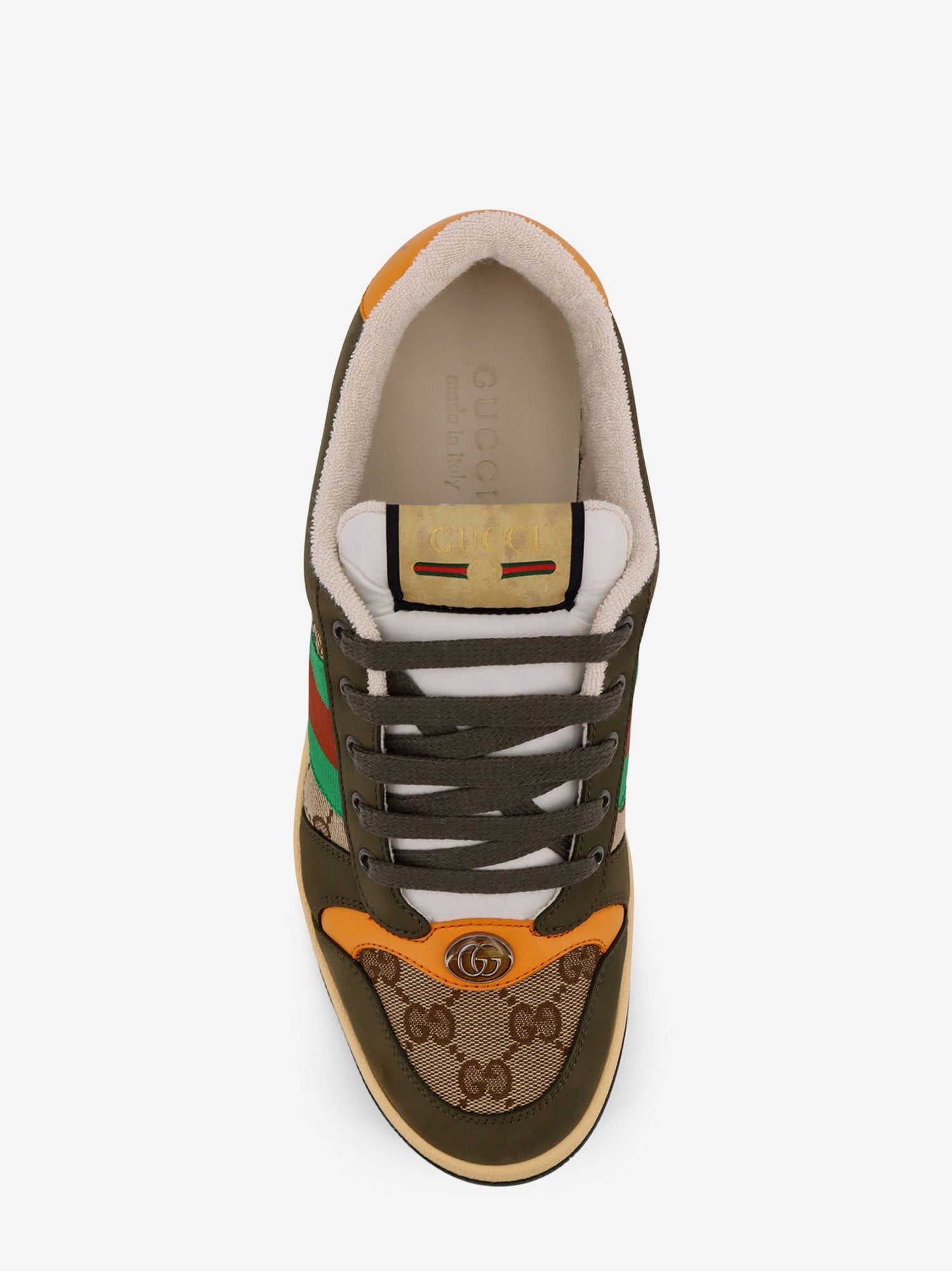 Gucci Men Screener Low-Top Leather And Gg Supreme Fabric Sneakers GUCCI