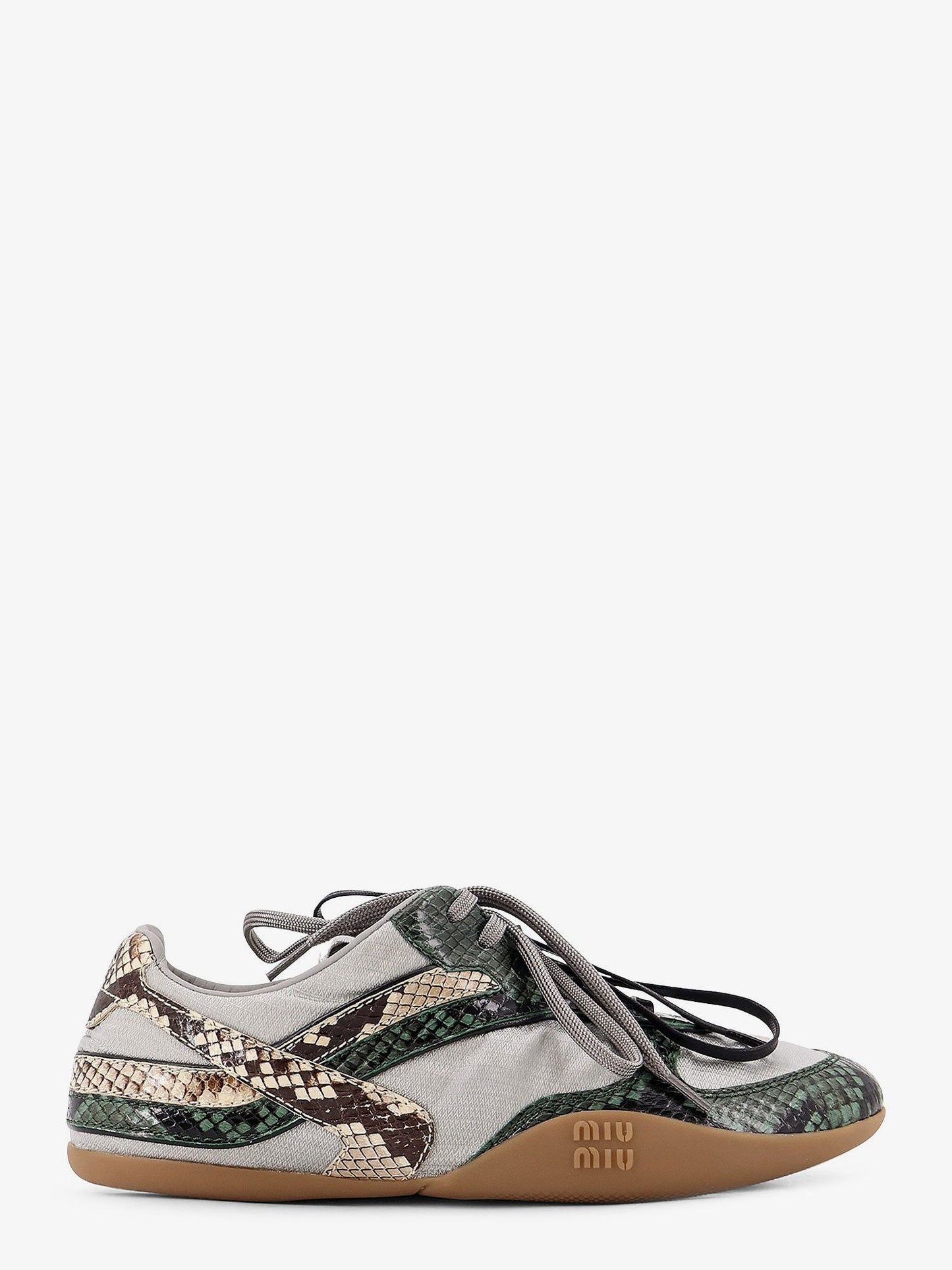 Miu Miu Women Gymnasium Technical Fabric And Python-Print Aisley Sneakers MIU MIU
