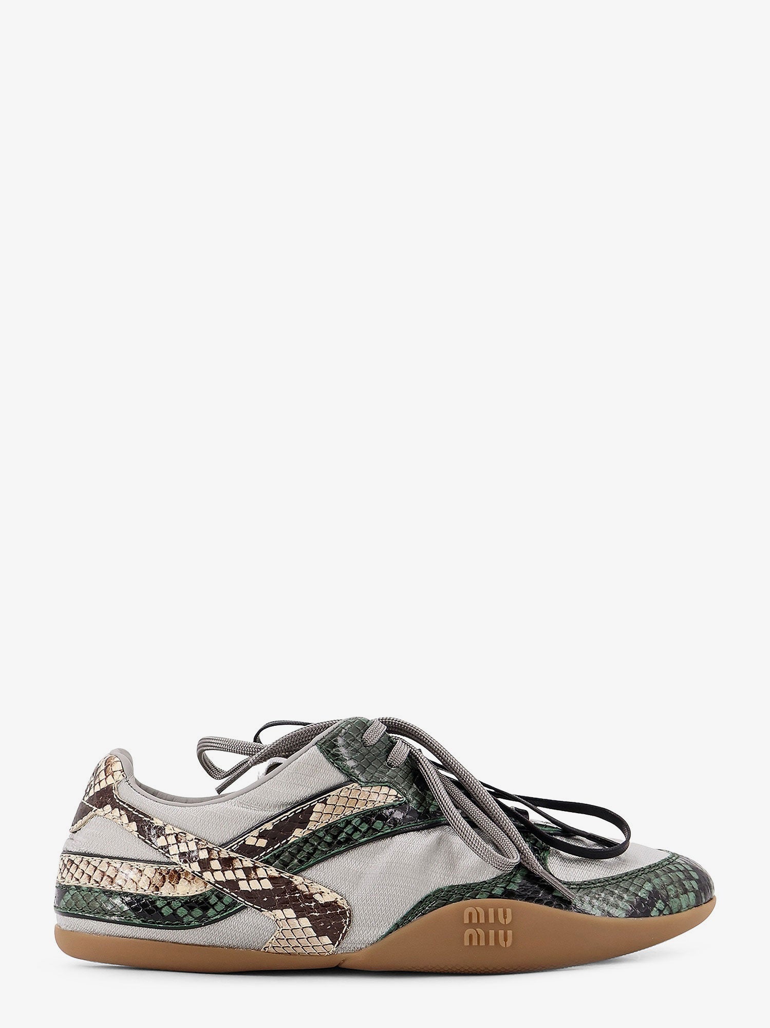 Miu Miu Women Gymnasium Technical Fabric And Python-Print Aisley Sneakers MIU MIU