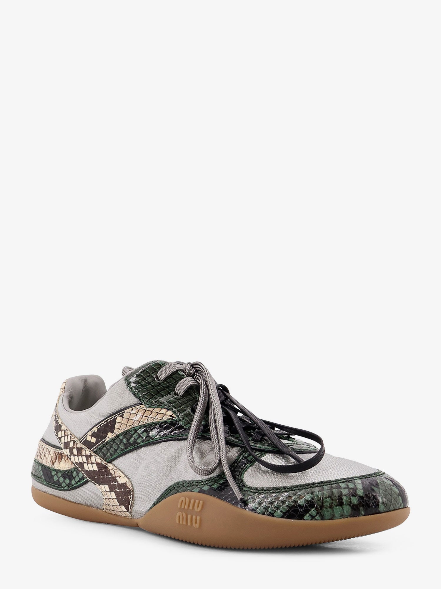 Miu Miu Women Gymnasium Technical Fabric And Python-Print Aisley Sneakers MIU MIU