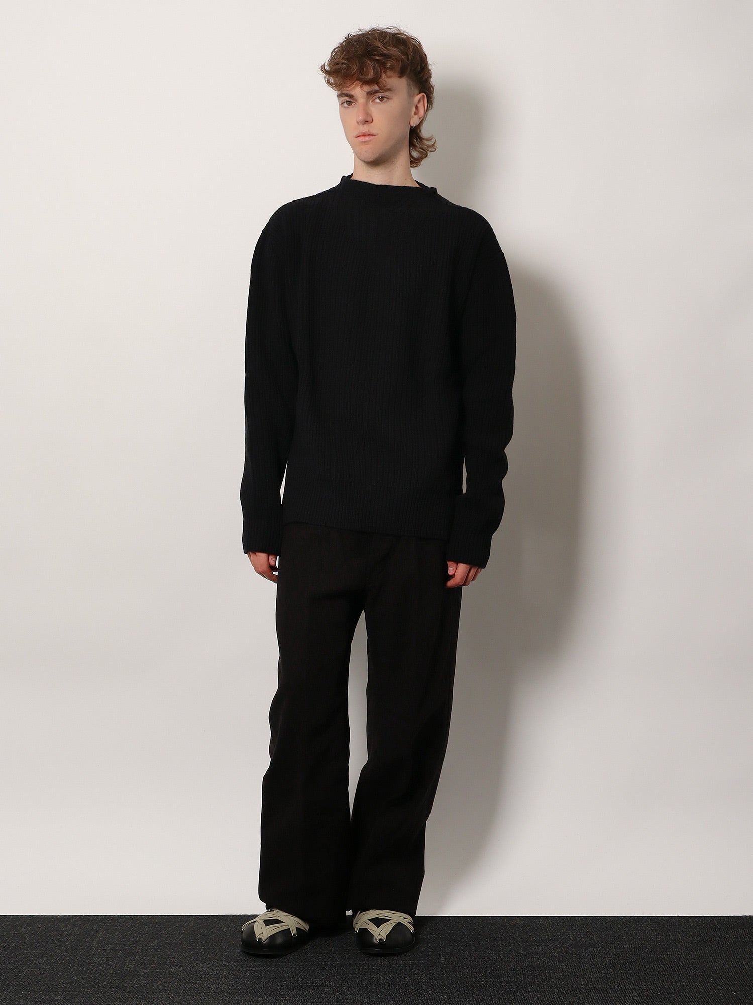 Rick Owens Men Fisherman Round Neck Virgin Wool Sweater RICK OWENS