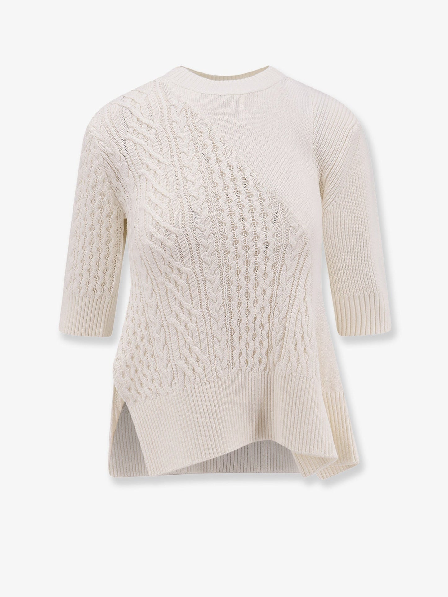 Sacai Women Asymmetrical Cotton Blend Sweater SACAI