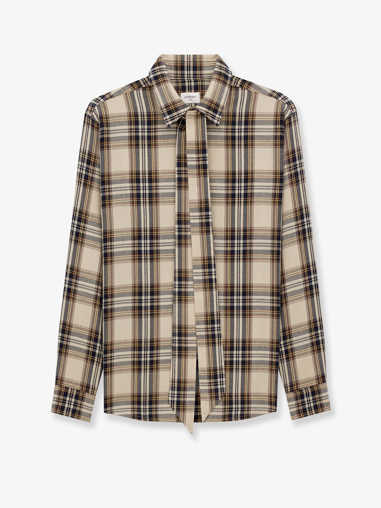 Saint Laurent Women Cotton Tartan Lavalliere Shirt SAINT LAURENT