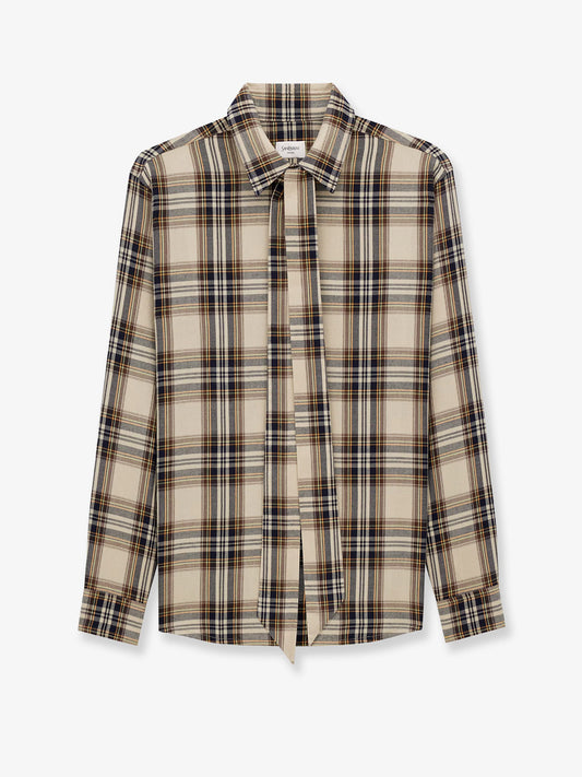 Saint Laurent Women Cotton Tartan Lavalliere Shirt SAINT LAURENT