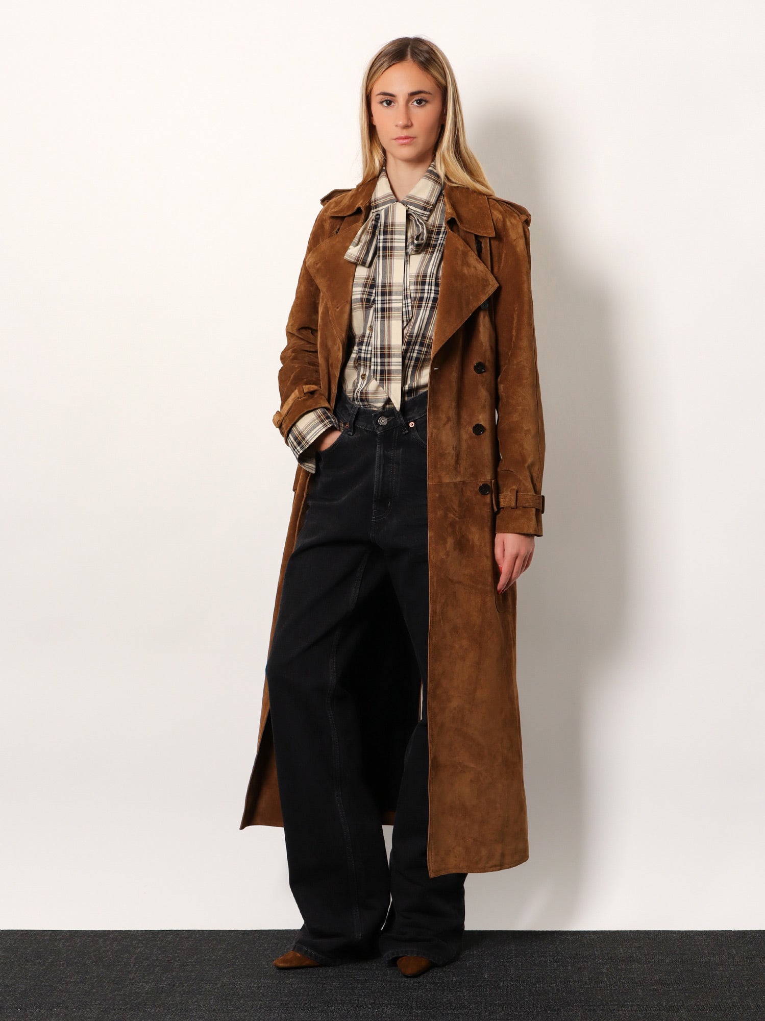 Saint Laurent Women Cotton Tartan Lavalliere Shirt SAINT LAURENT