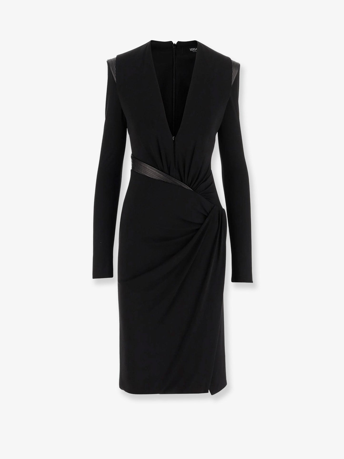 Versace Women Crepe Mini Dress With V-Neckline VERSACE