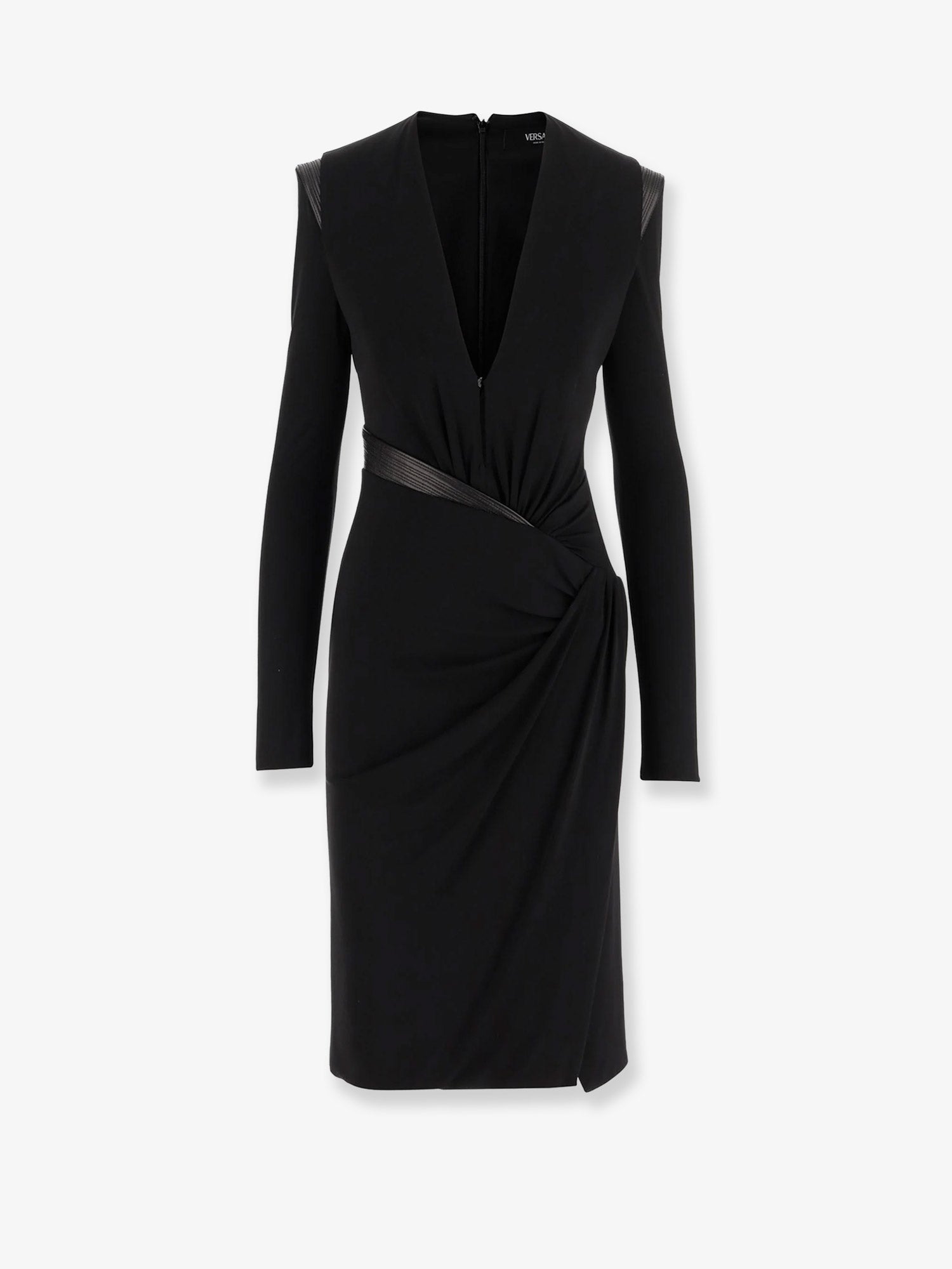 Versace Women Crepe Mini Dress With V-Neckline VERSACE