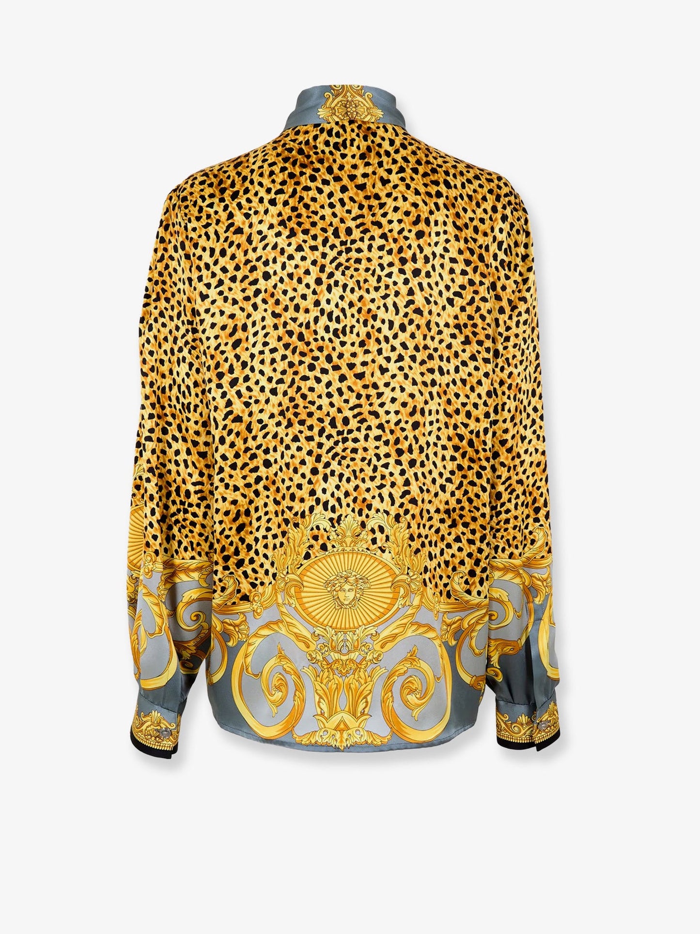 Versace Women Cheetah Foulard Lavalliere Silk Shirt VERSACE