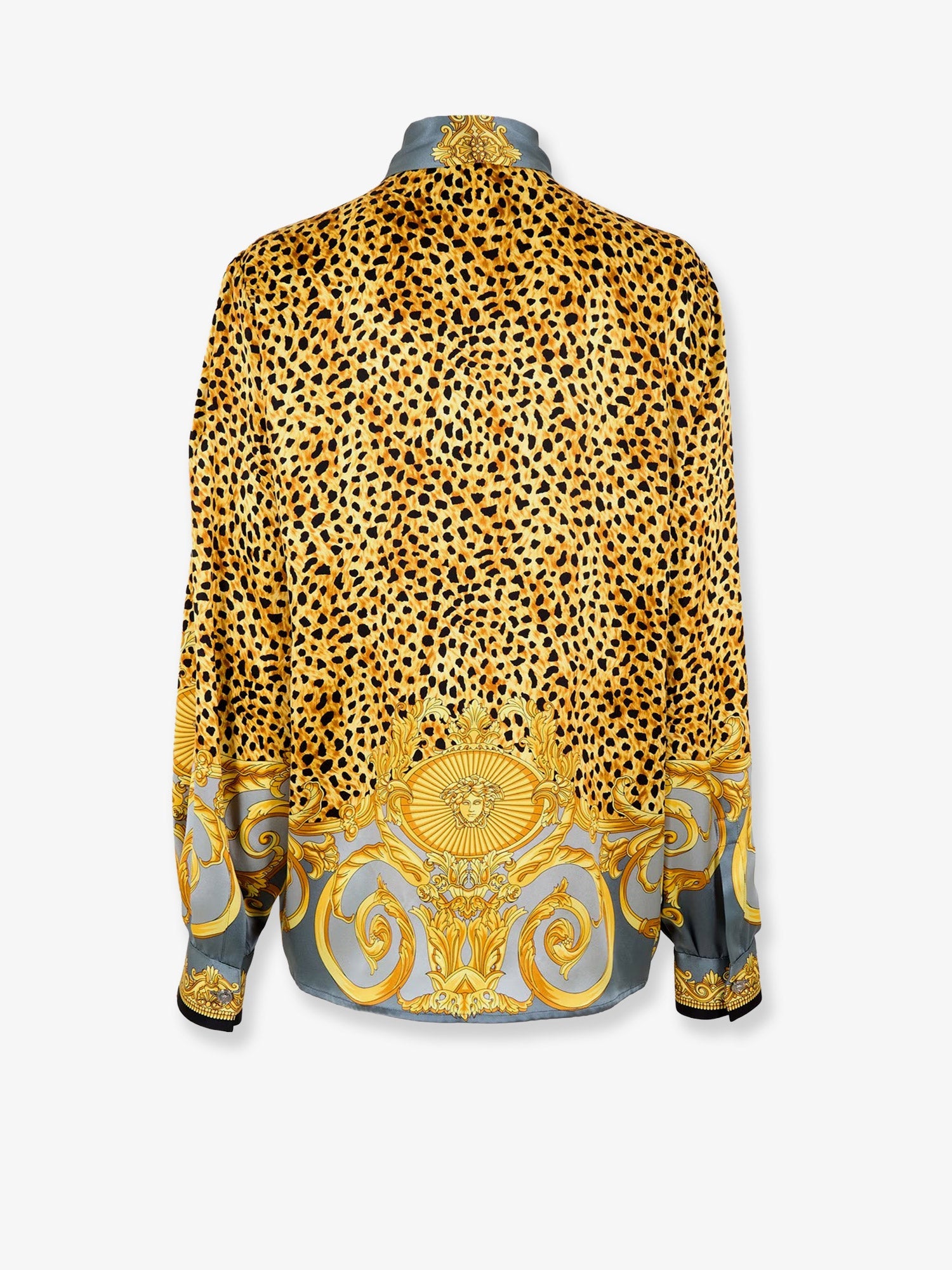 Versace Women Cheetah Foulard Lavalliere Silk Shirt VERSACE