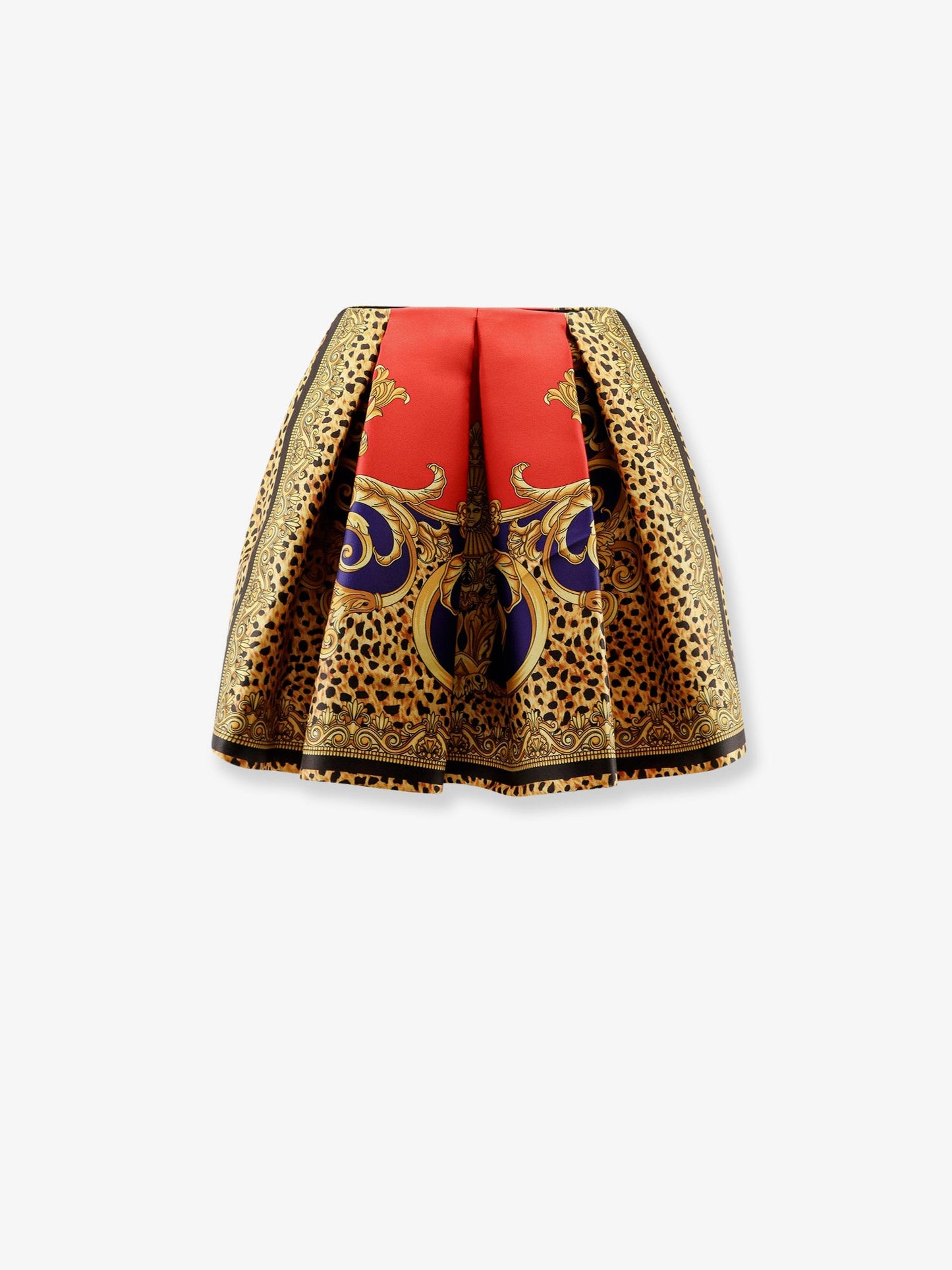 Versace Women Cheetah Barocco Silk Duchesse Skirt VERSACE