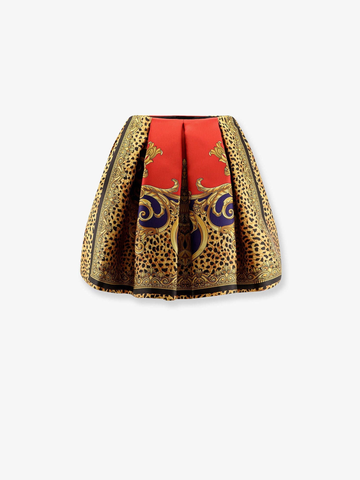 Versace Women Cheetah Barocco Silk Duchesse Skirt VERSACE