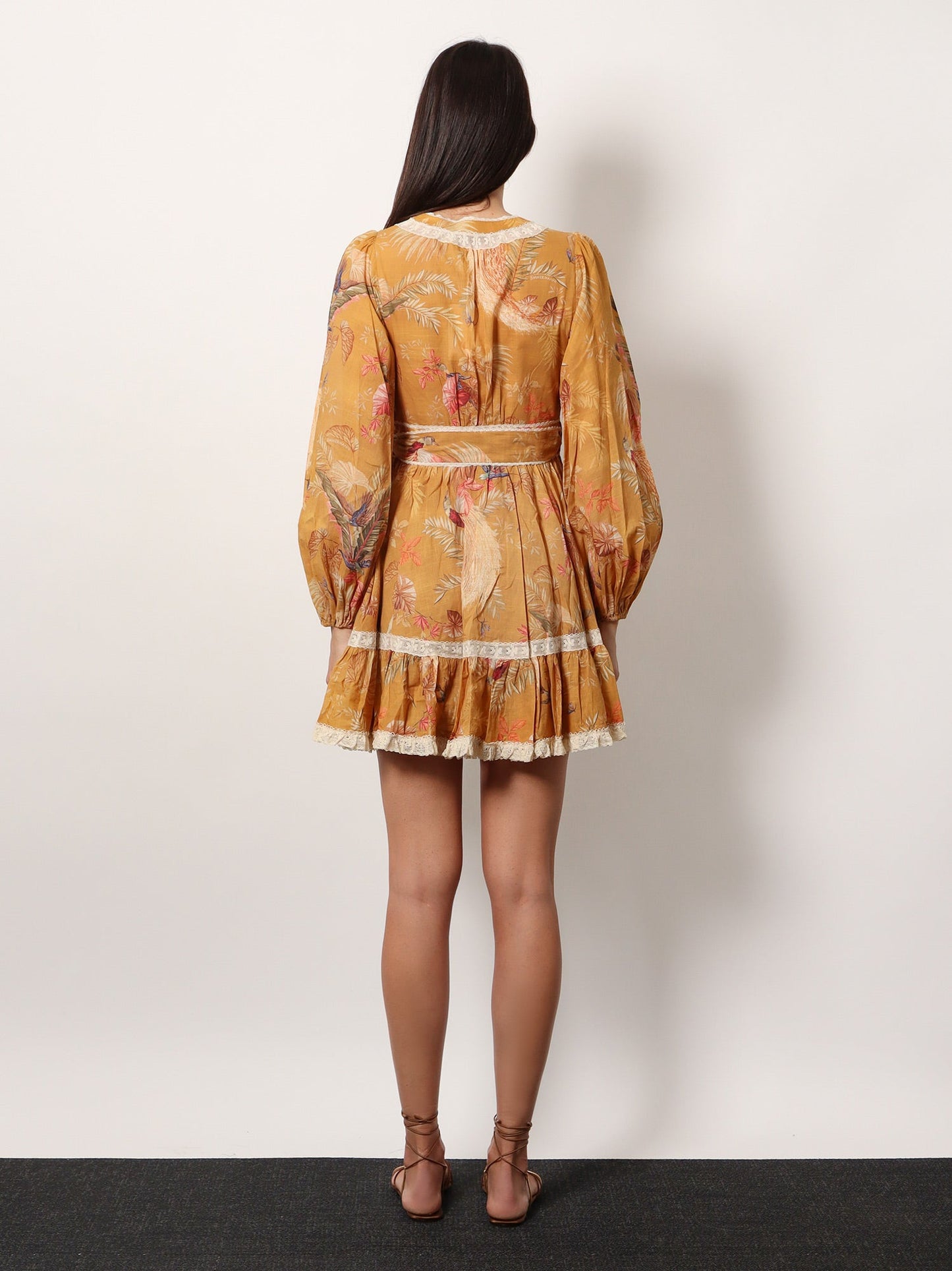 Zimmermann Women Frill Cotton Short Dress With Floral Print ZIMMERMANN