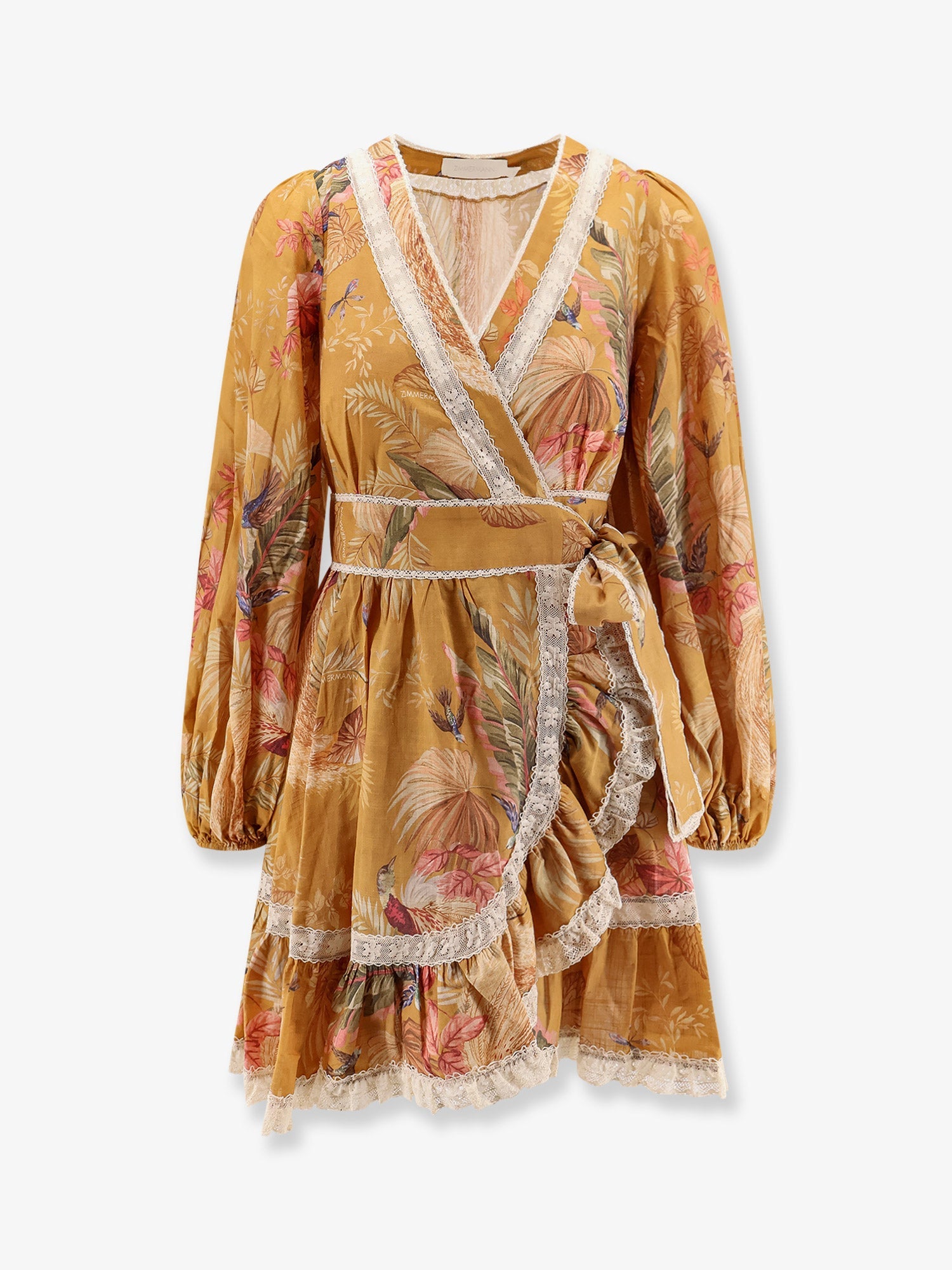 Zimmermann Women Frill Cotton Short Dress With Floral Print ZIMMERMANN