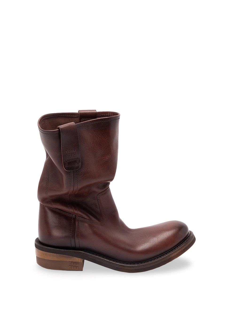 Miu Miu Women Foule Leather Booties MIU MIU