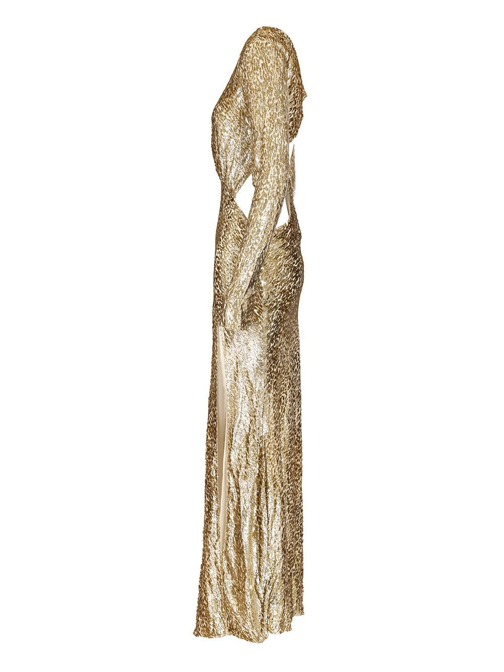 Self-Portrait Women Long Dress In Gold Thread SELF-PORTRAIT