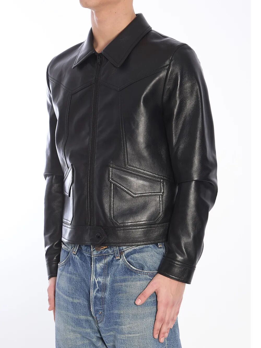 Celine Men Loose Fit Leather Jacket CELINE