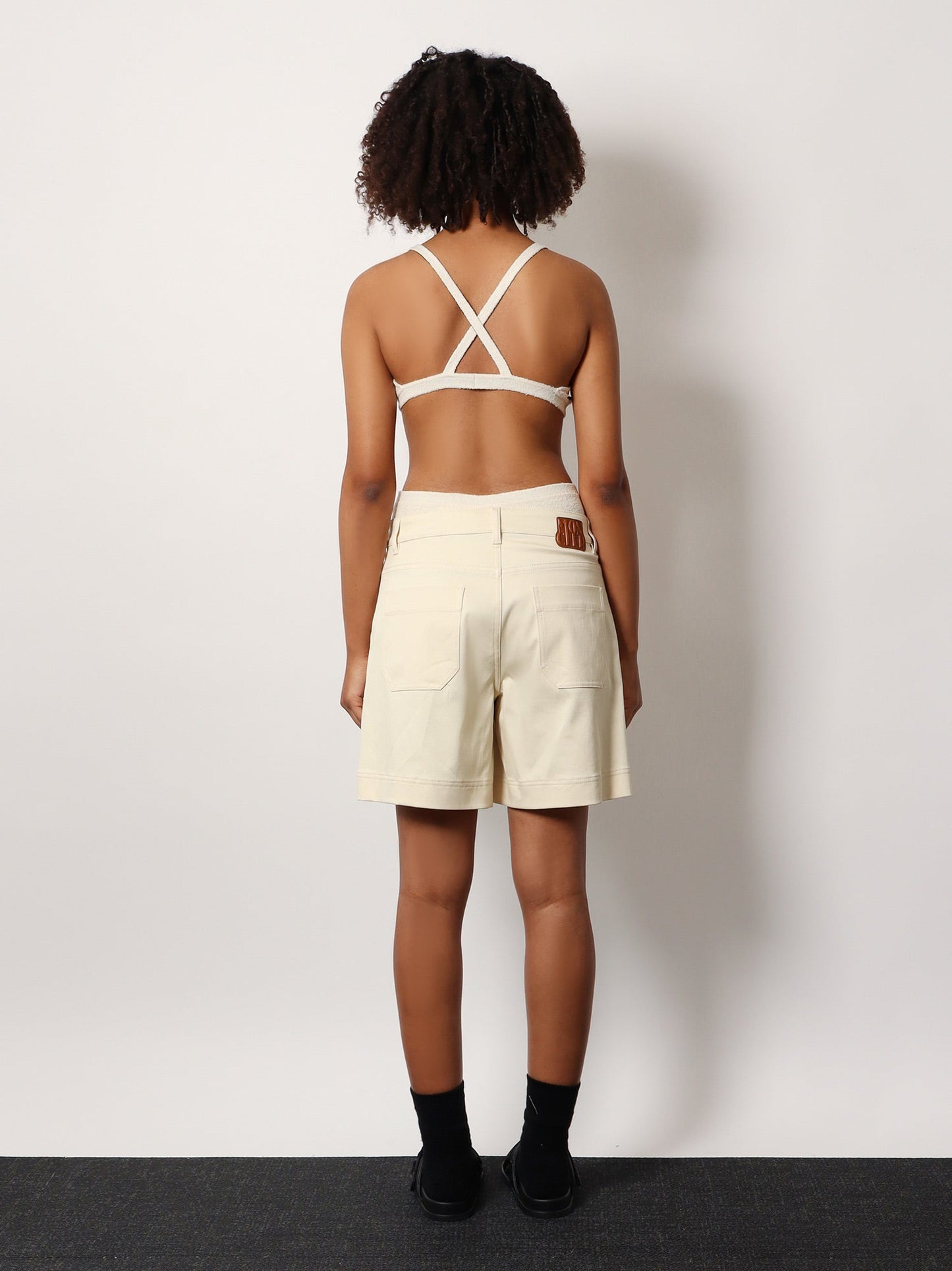 Moncler Women Stretch Cotton Shorts With Maxi Logo Patch MONCLER