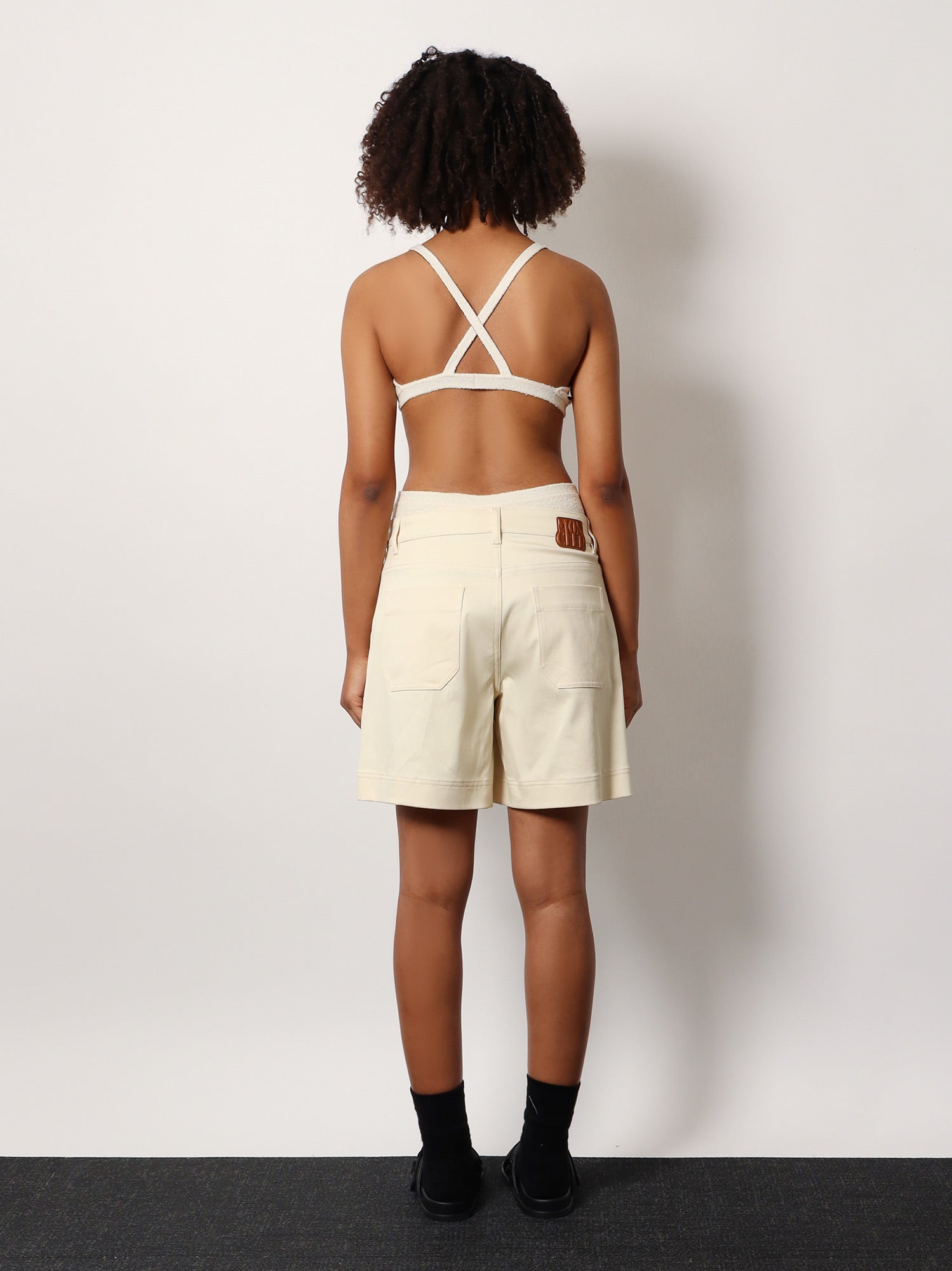 Moncler Women Stretch Cotton Shorts With Maxi Logo Patch MONCLER