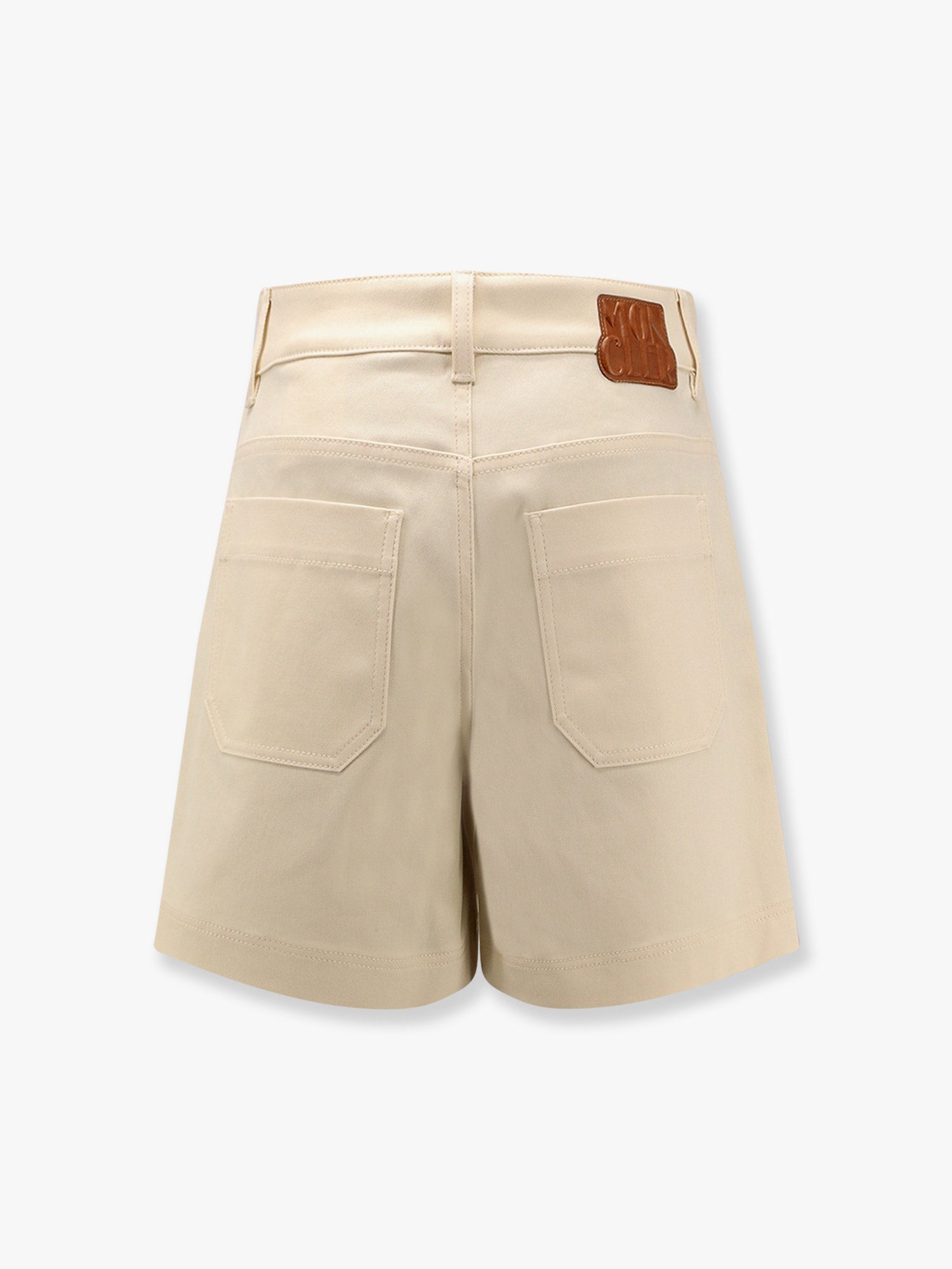 Moncler Women Stretch Cotton Shorts With Maxi Logo Patch MONCLER