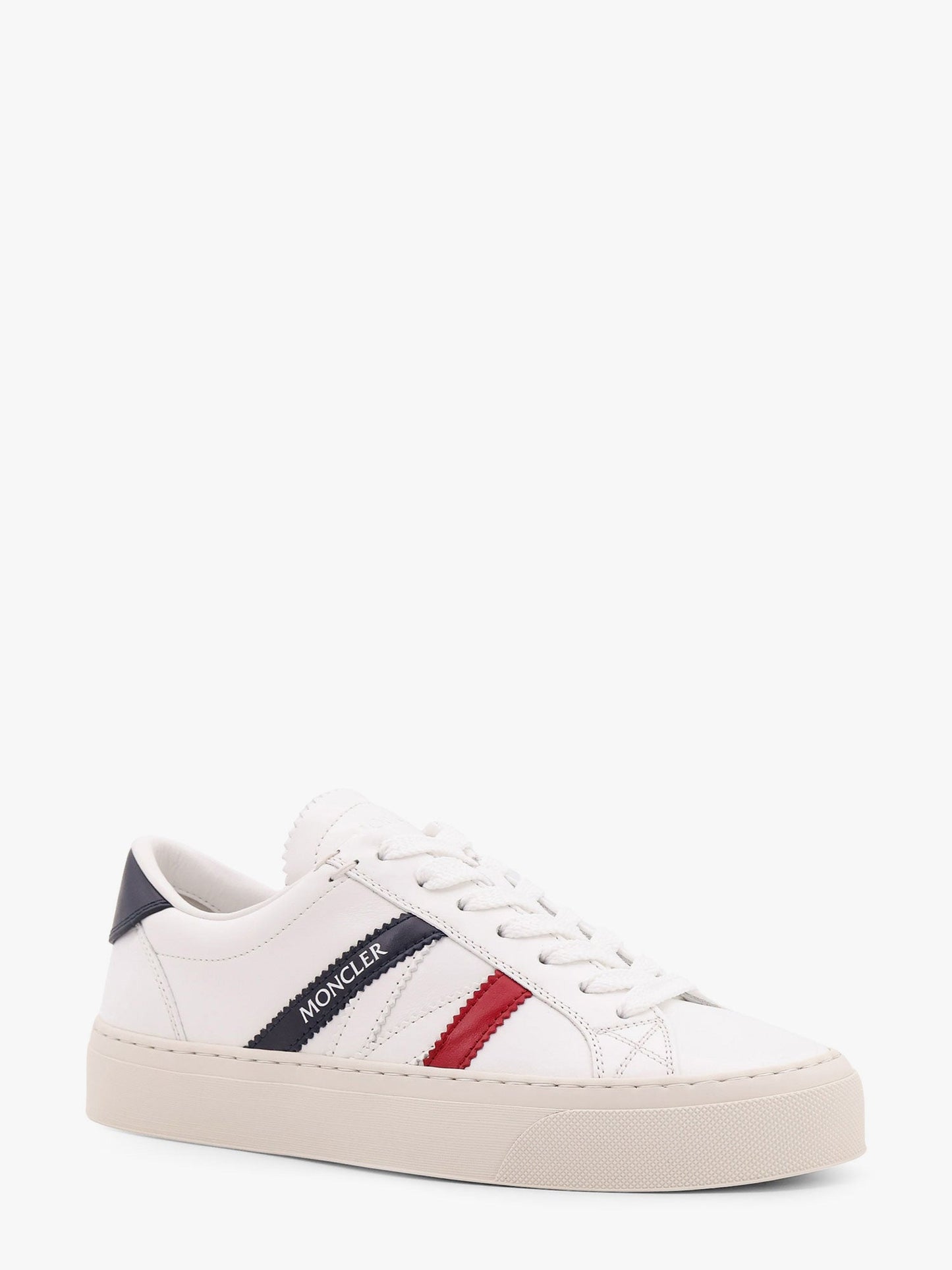 Moncler Women Monaco2 Leather Sneakers With Logo Print MONCLER
