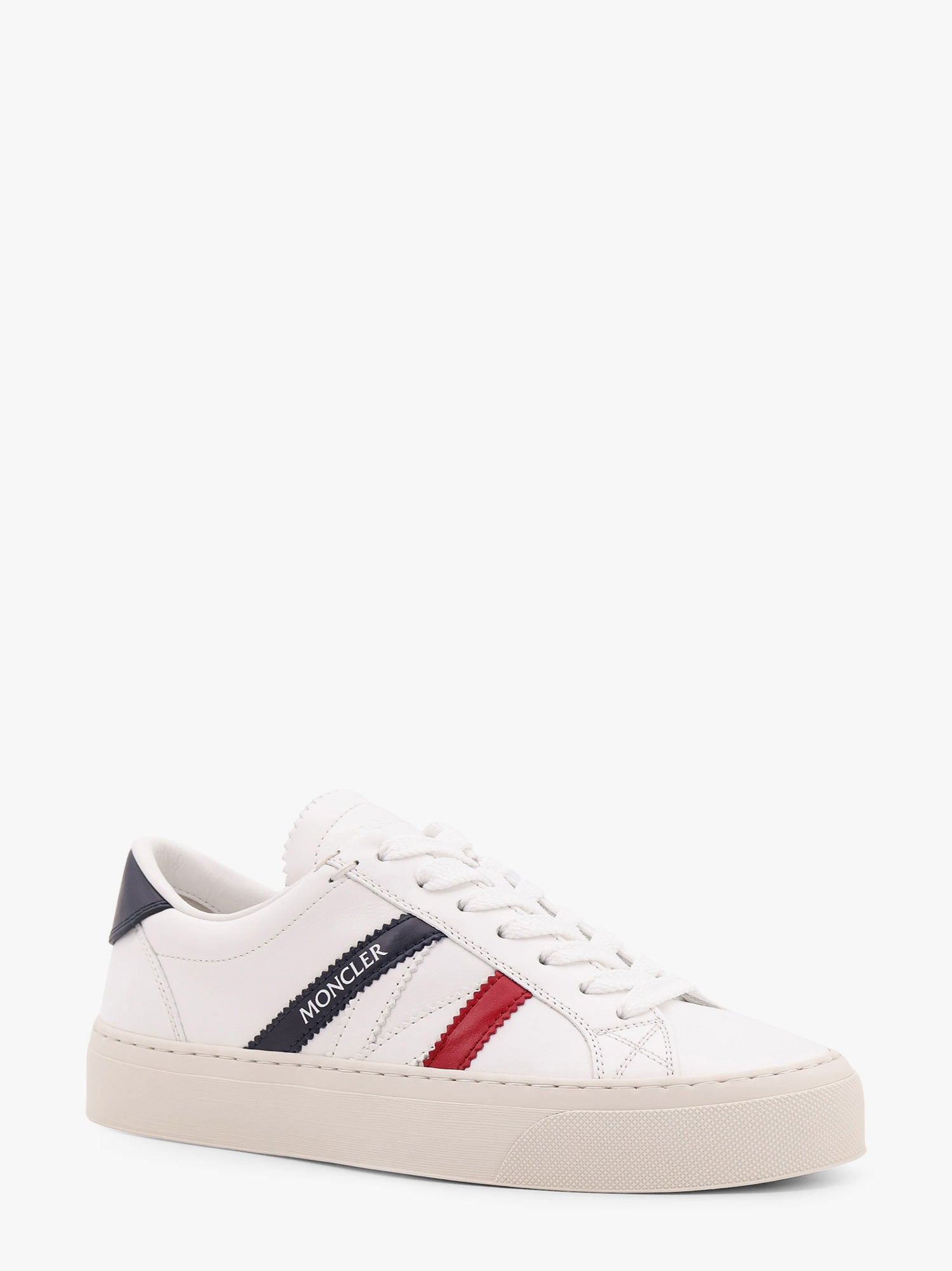 Moncler Women Monaco2 Leather Sneakers With Logo Print MONCLER