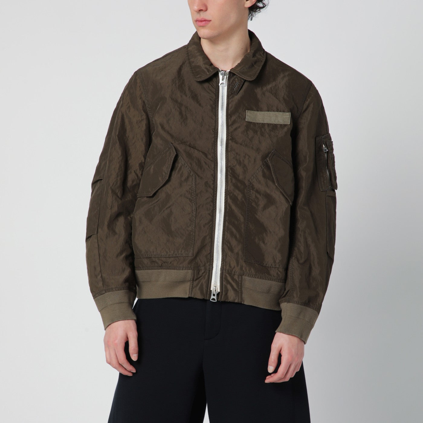 Sacai Khaki Green Nylon Jacket Men SACAI