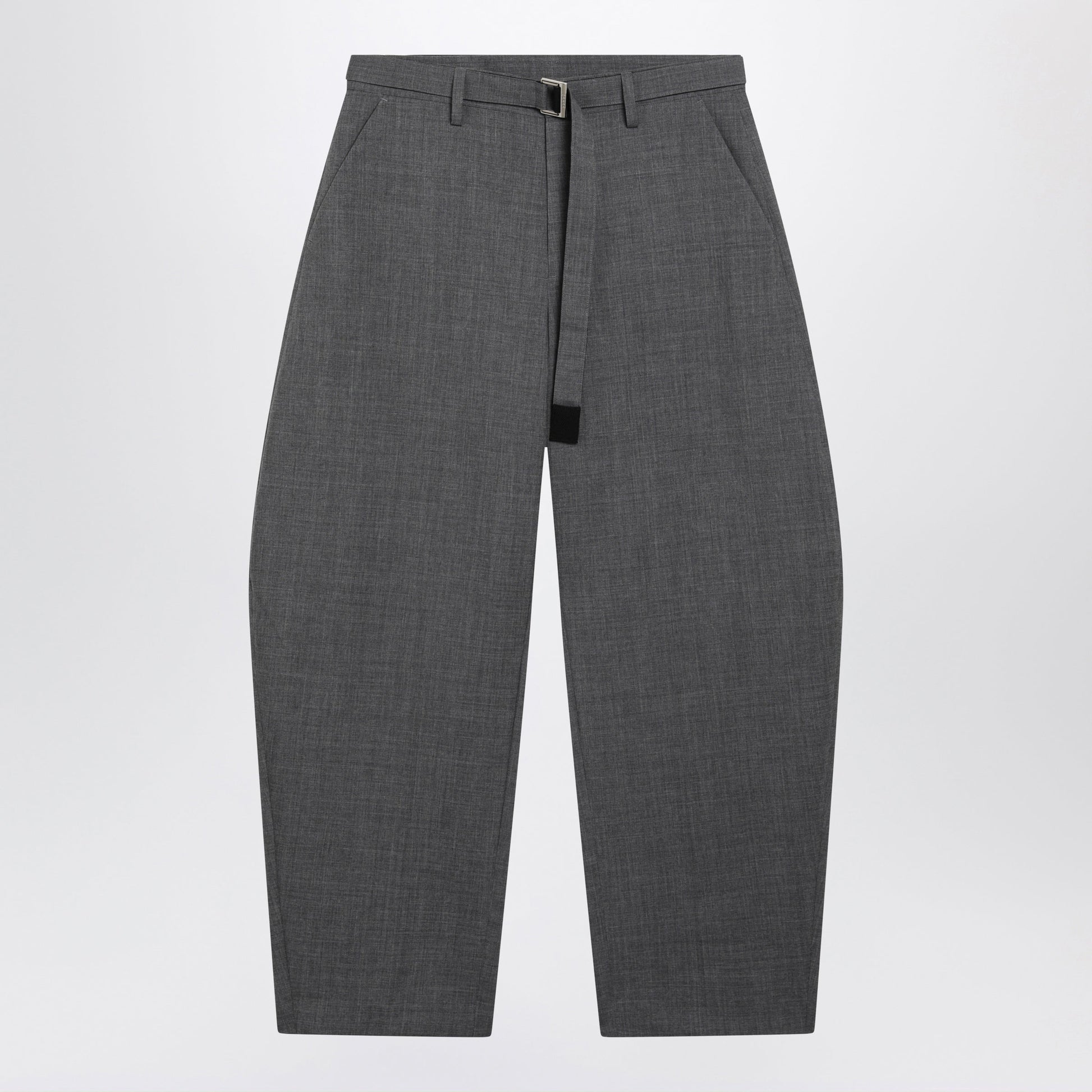 Sacai Grey Wool Trousers With Belt Men SACAI