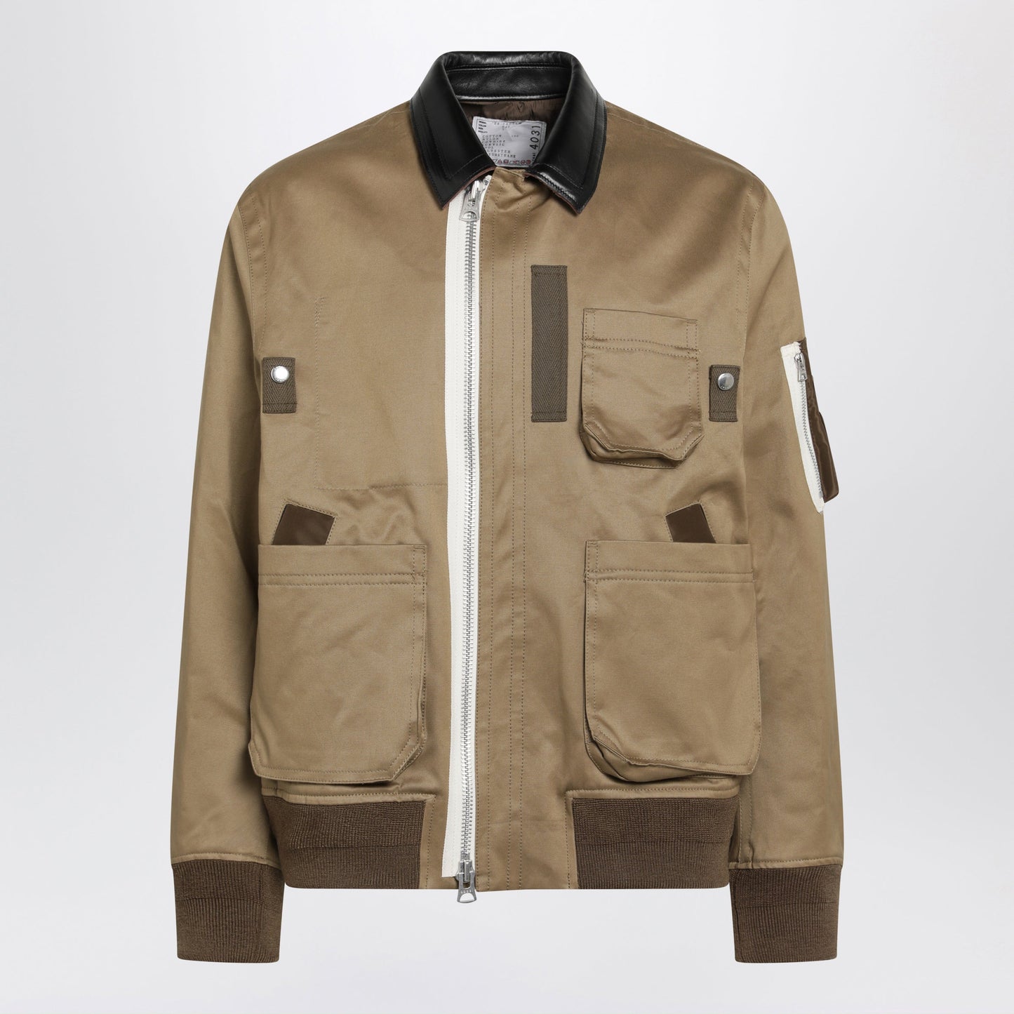 Sacai Beige Cotton And Nylon Bomber Jacket Men SACAI