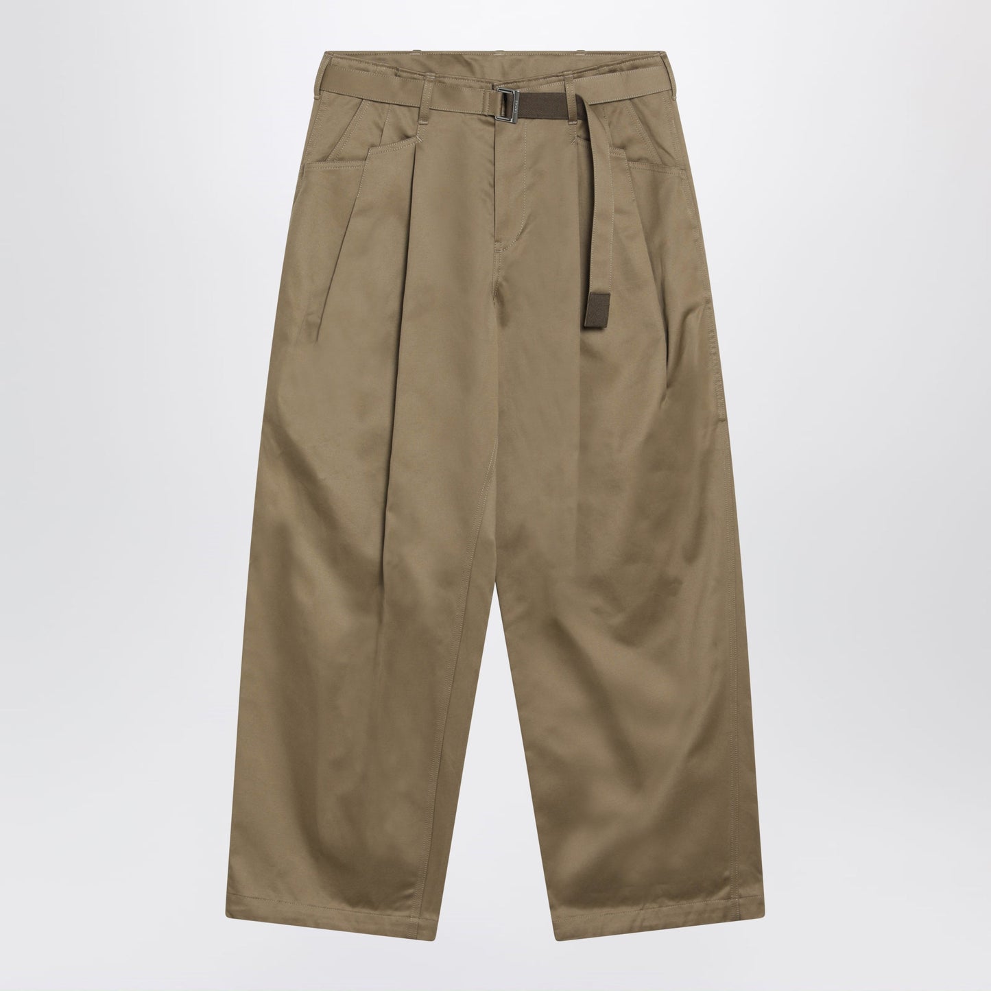 Sacai Beige Cotton Twill Trousers With Belt Men SACAI