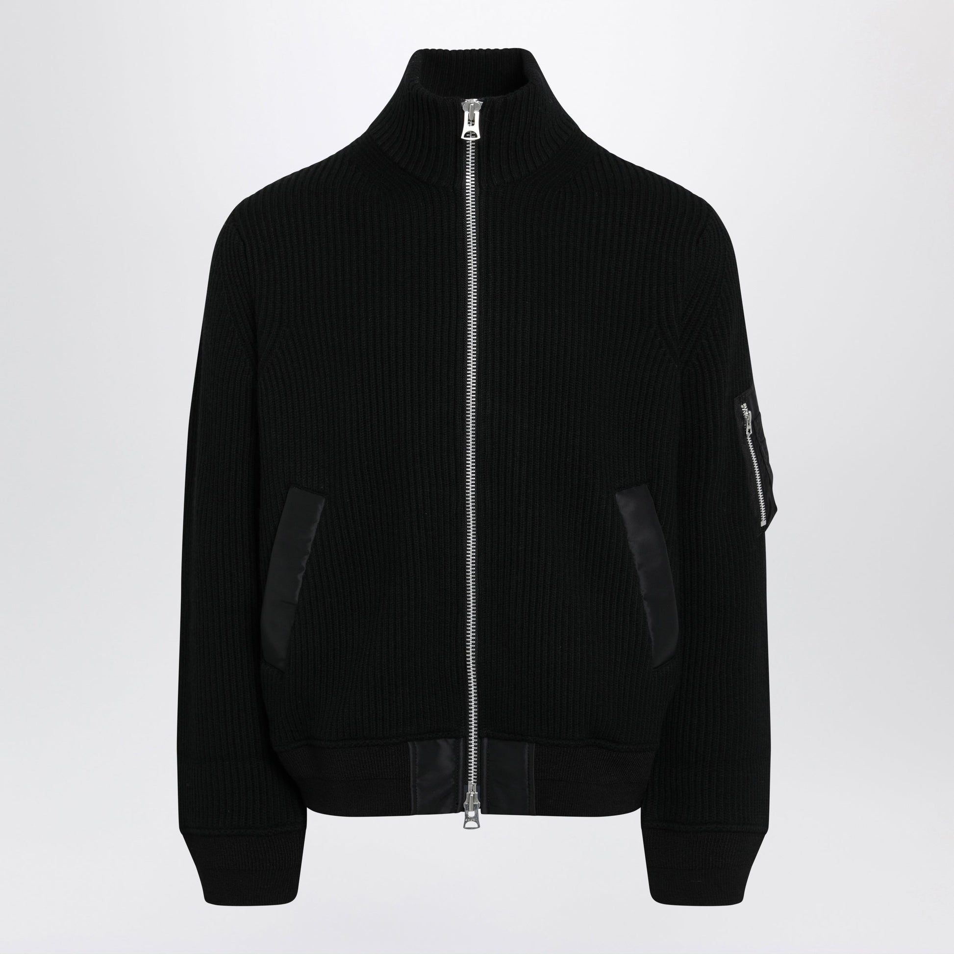 Sacai Black Fisherman Wool Knit Cardigan Men SACAI