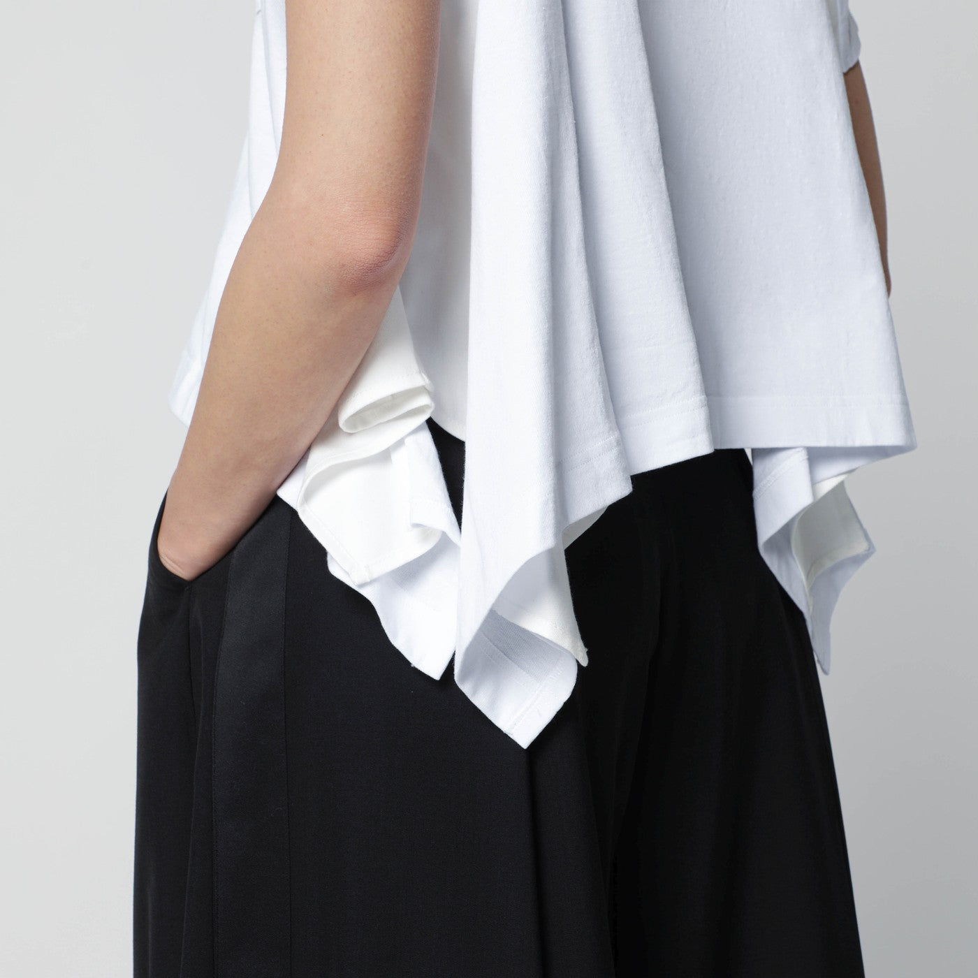 Sacai White Cropped Cotton T-Shirt Women SACAI