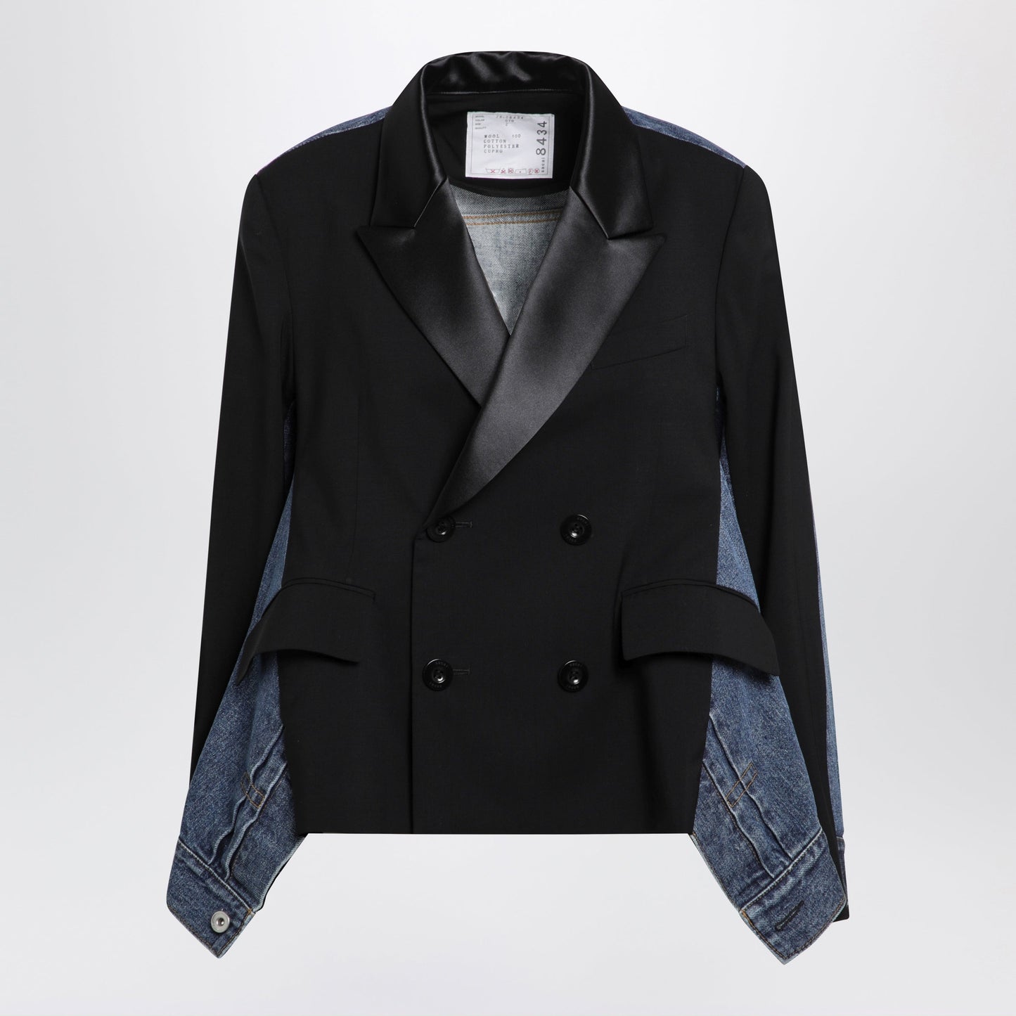 Sacai Double-Breasted Jacket In Wool And Denim Women SACAI