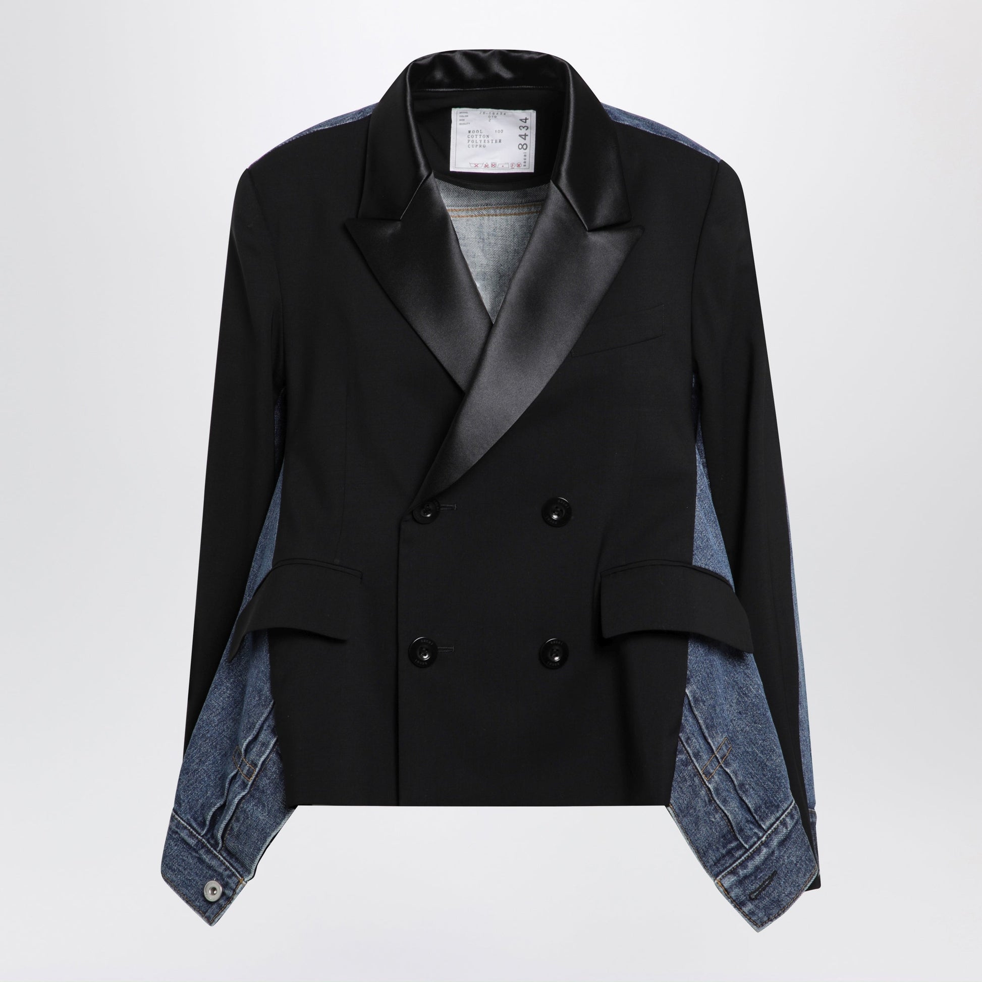 Sacai Double-Breasted Jacket In Wool And Denim Women SACAI