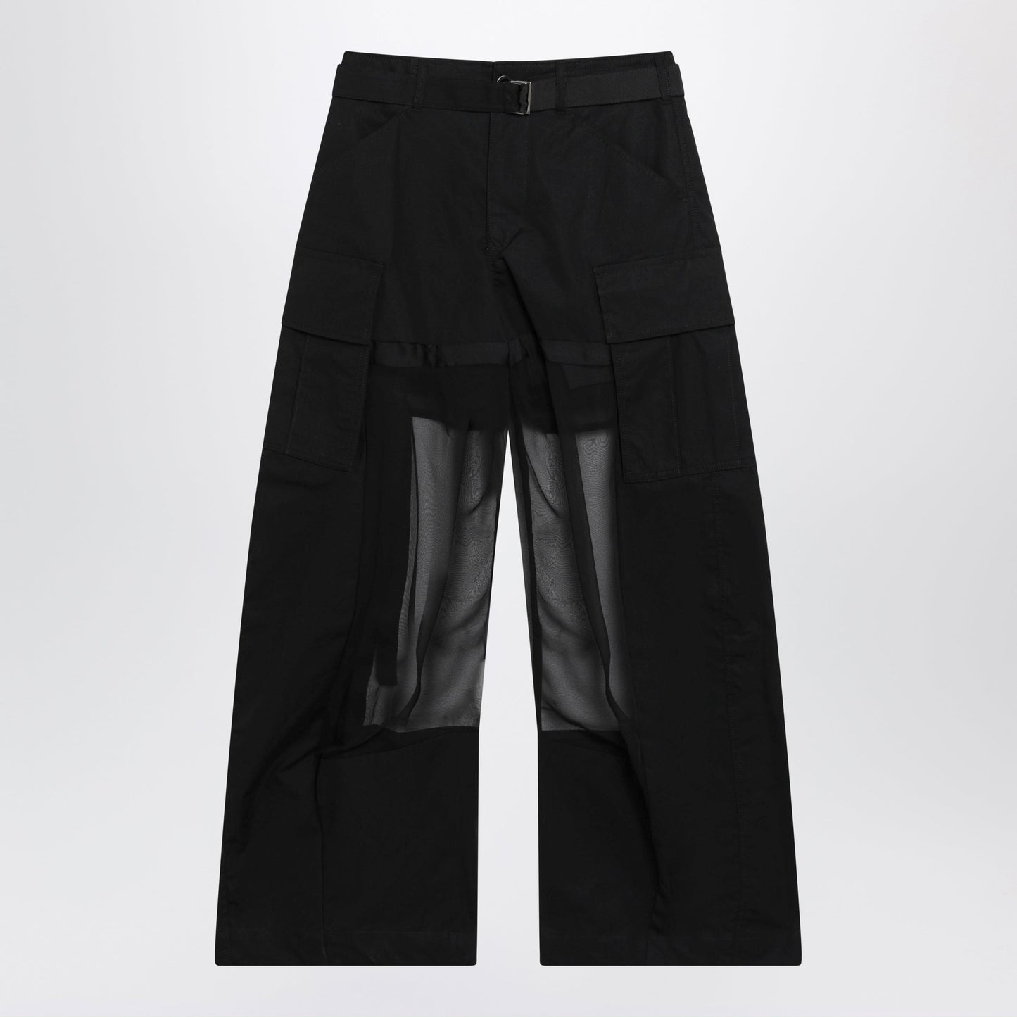 Sacai Black Cargo Trousers With Semi-Sheer Insert Women SACAI