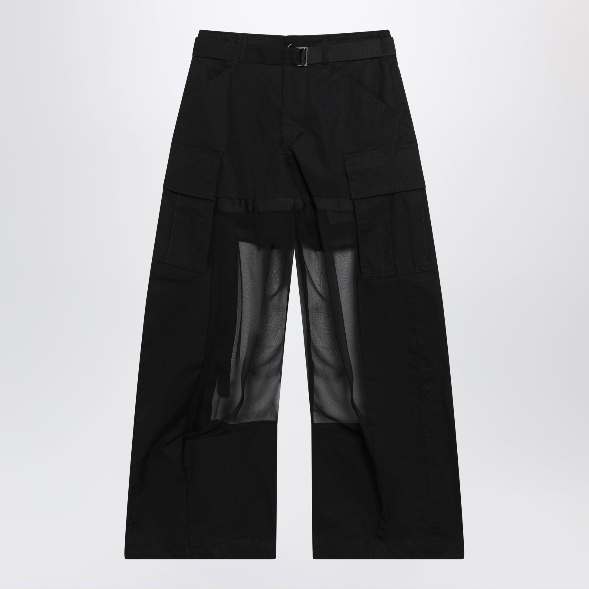 Sacai Black Cargo Trousers With Semi-Sheer Insert Women SACAI
