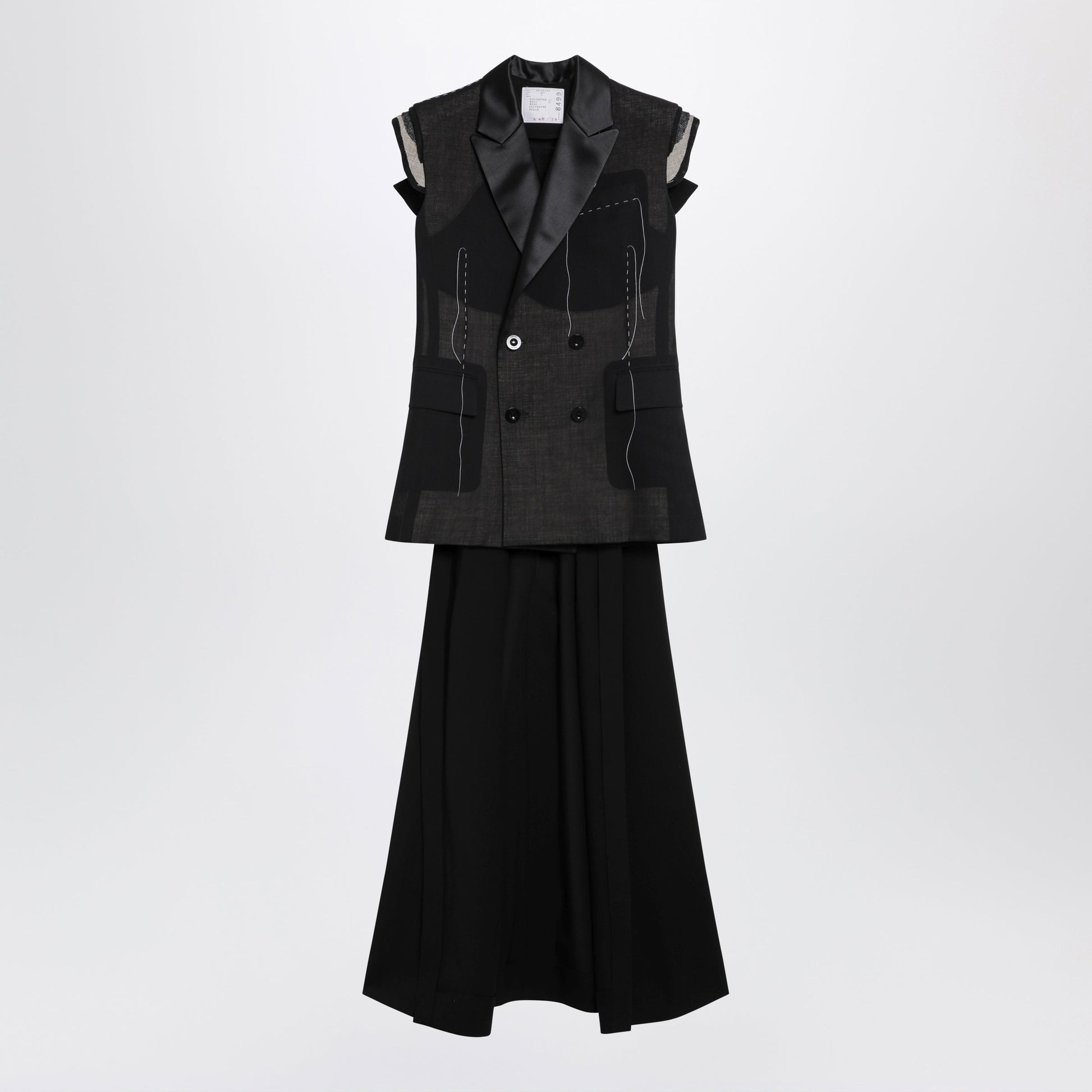 Sacai Black Wool Organza Vest Women SACAI