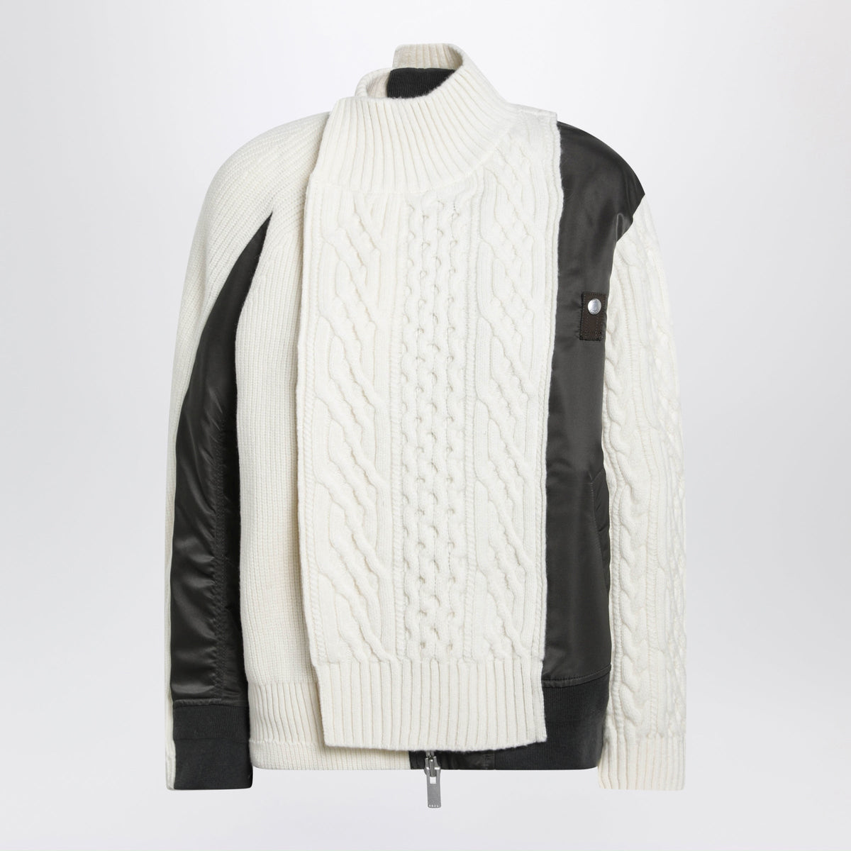 Sacai White/Khaki Green Sweater In Wool And Nylon Women SACAI