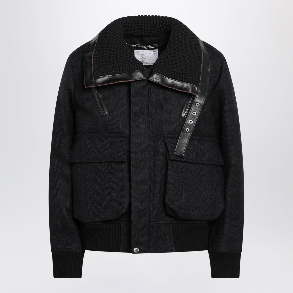 Sacai Navy Blue/Black Jacket In Wool And Nylon Women SACAI